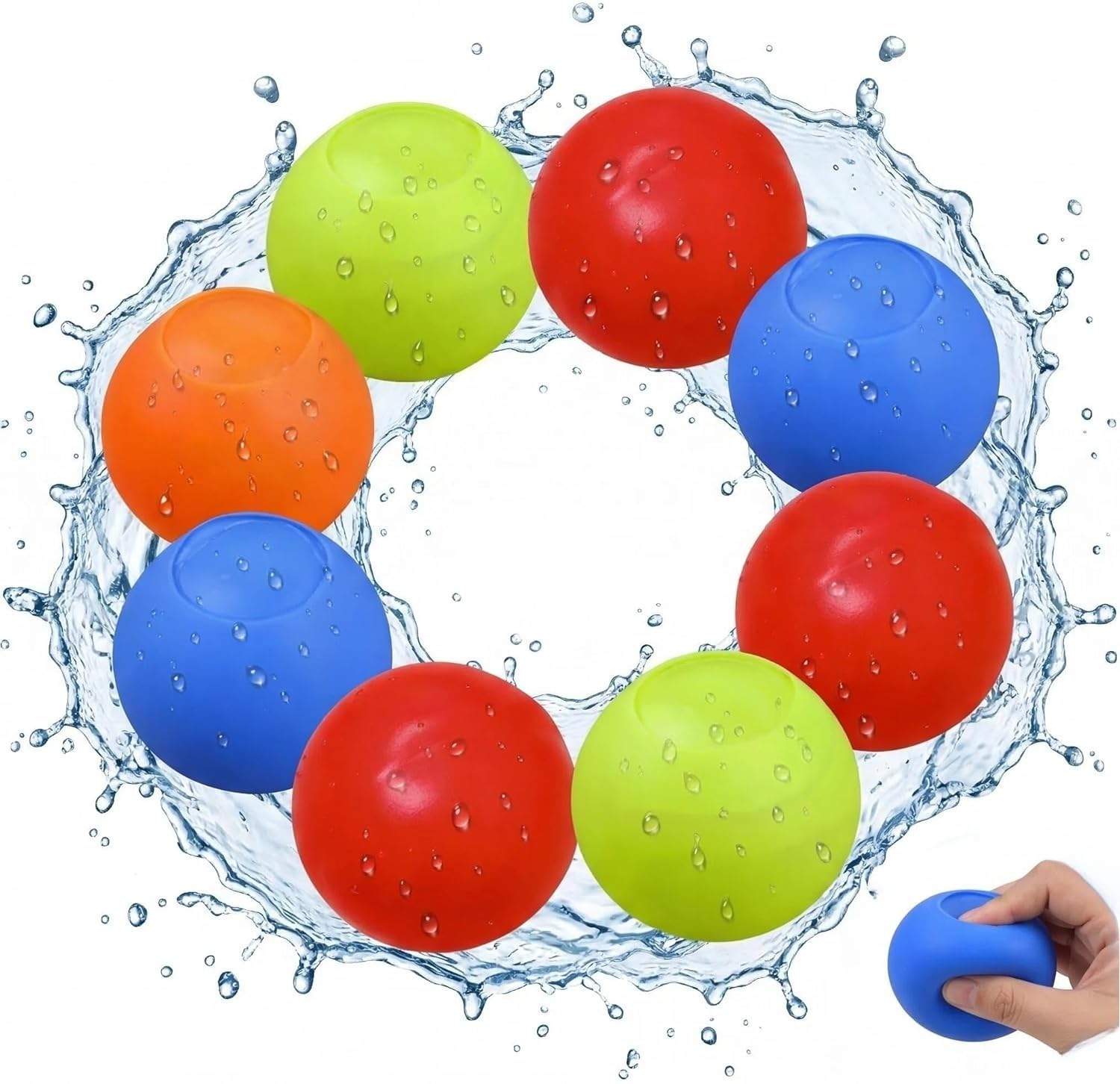 16 Pcs Reusable Water Balloons for Kids, Self-Sealing Silicone Water Balloons Easy Fill Water Bombs, Summer Water Toys for Pool Beach Backyard Outdoor Games for Kids Adults