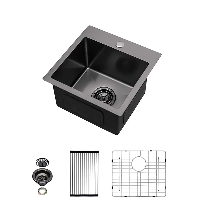 Buy Black Drop In Bar Sink Sarlai 15 Inch Bar Sink Drop In Topmount