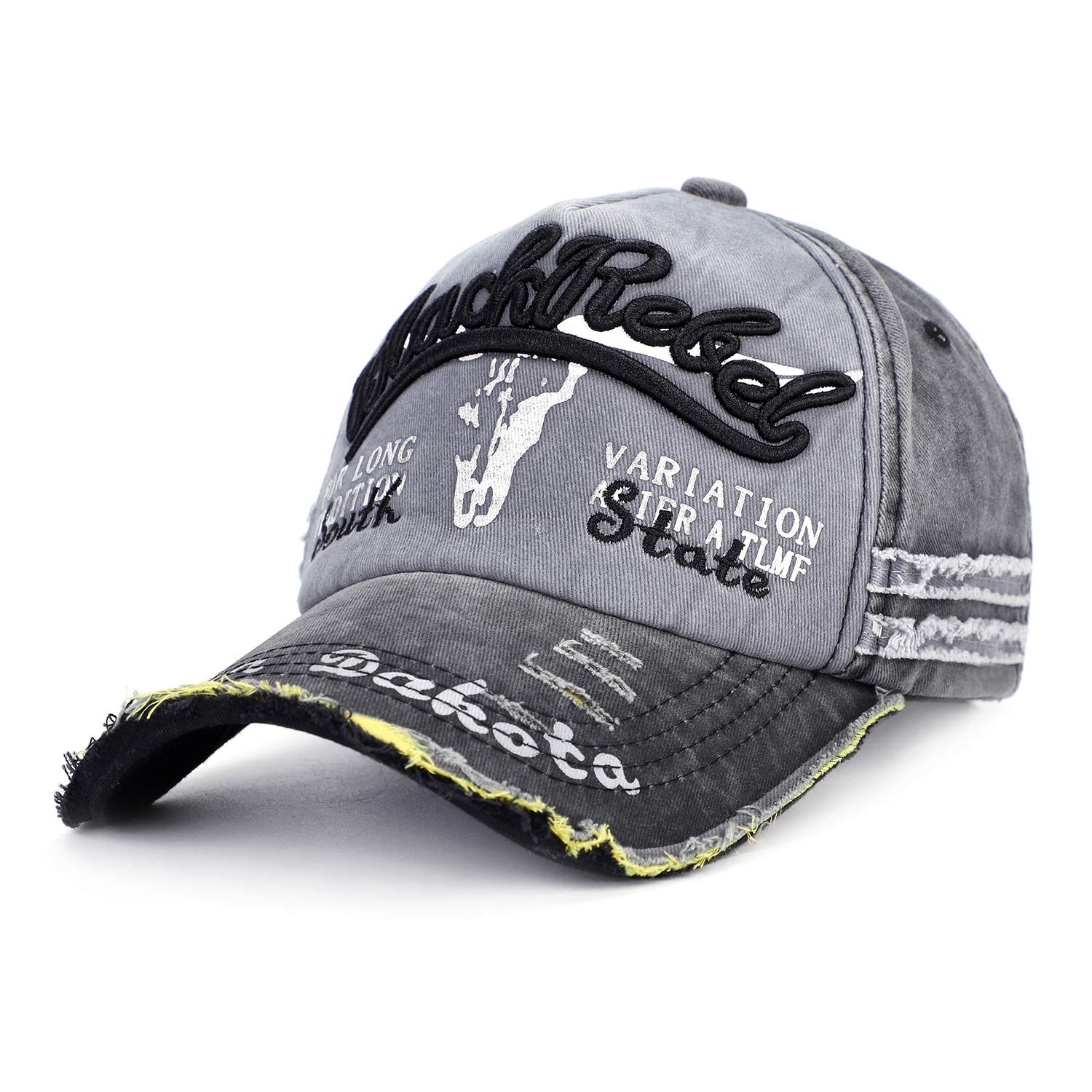 Hksichengkejiuk Unisex Black Vintage Baseball Cap Cotton Sun Hat Adjustable Distressed Snapback Cap Edge Grinding Do Old Hat Travel Peak Cap Outdoor Sports Cap For Women Men Running Fishing Hiking Camping Beach 55-60Cm
