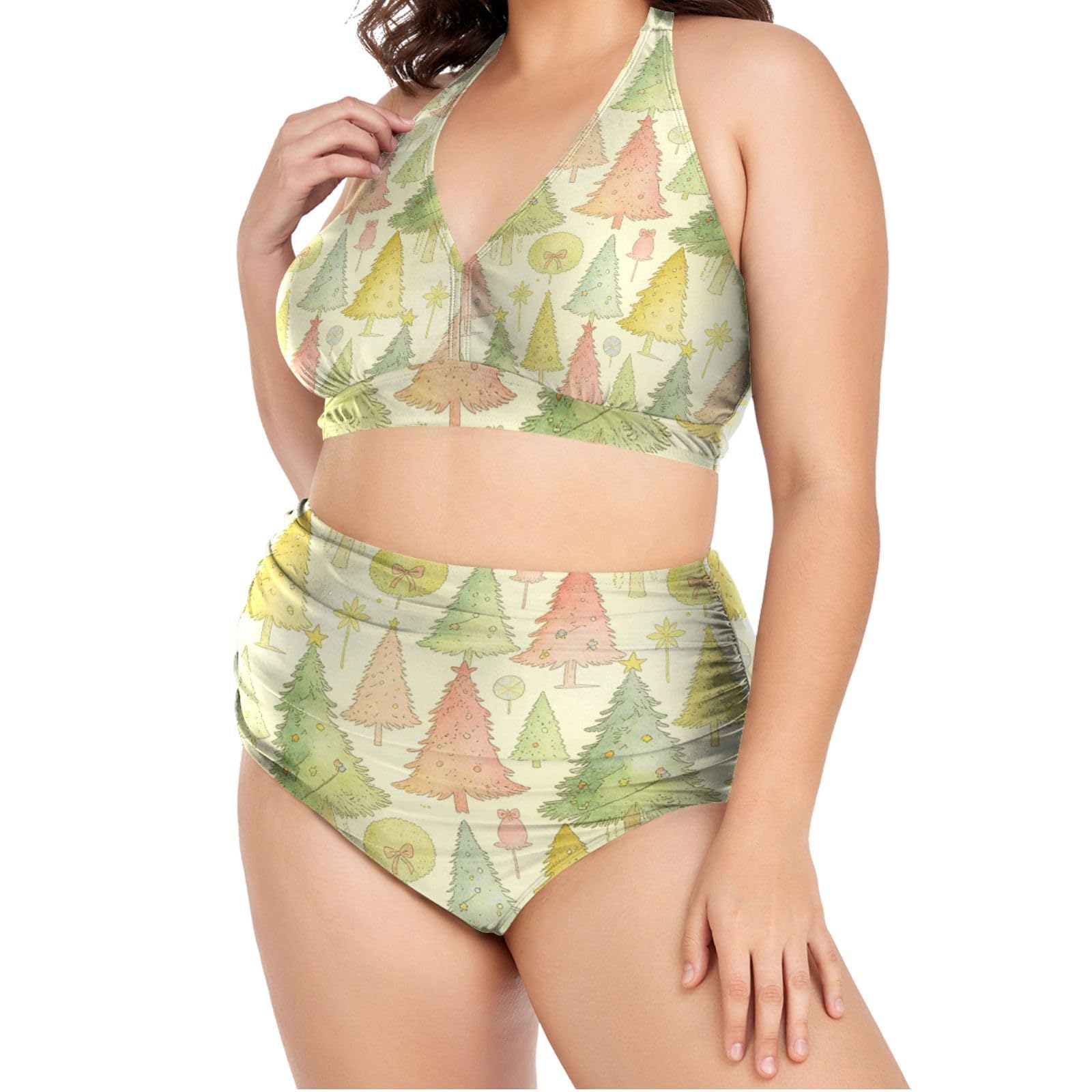 FRODOTGV Curvy - Costume da bagno a due pezzi da donna, taglia L-4XL