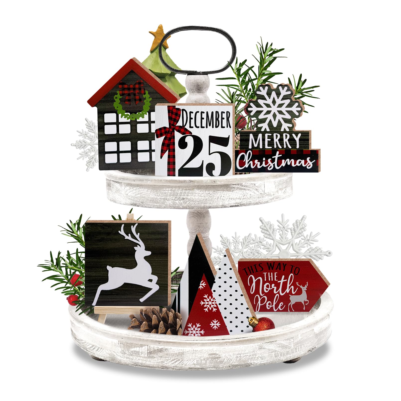 Plateaux décoratifs de Noël en bois pour embellir facilement vos meubles et espaces vides