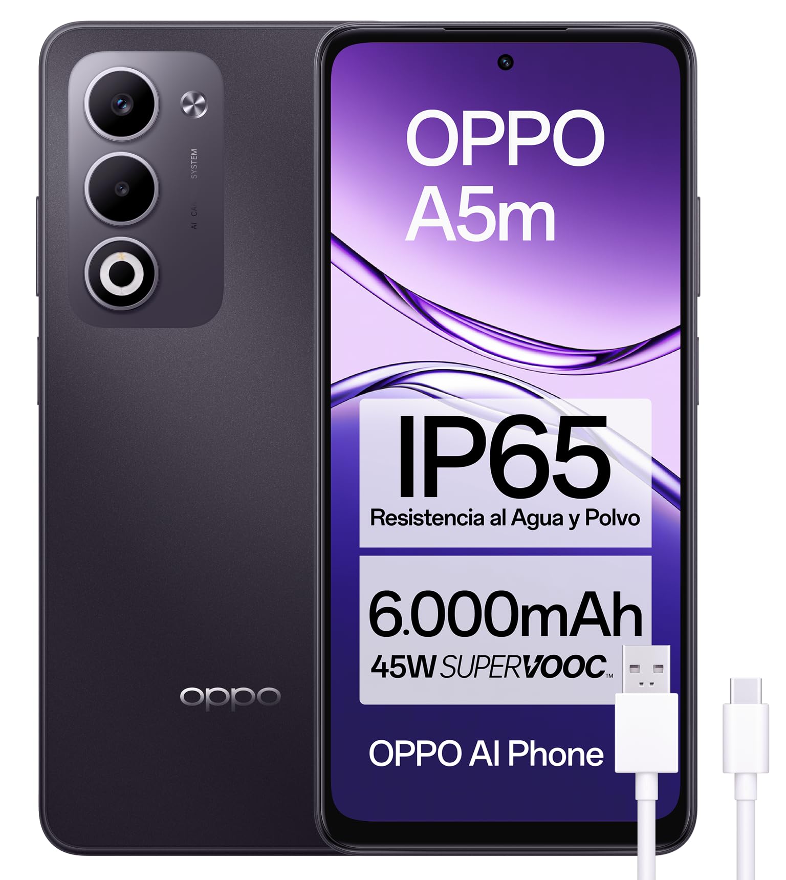 oppo a5m smartphone purpureo con schermo 90hz 8gb 256gb