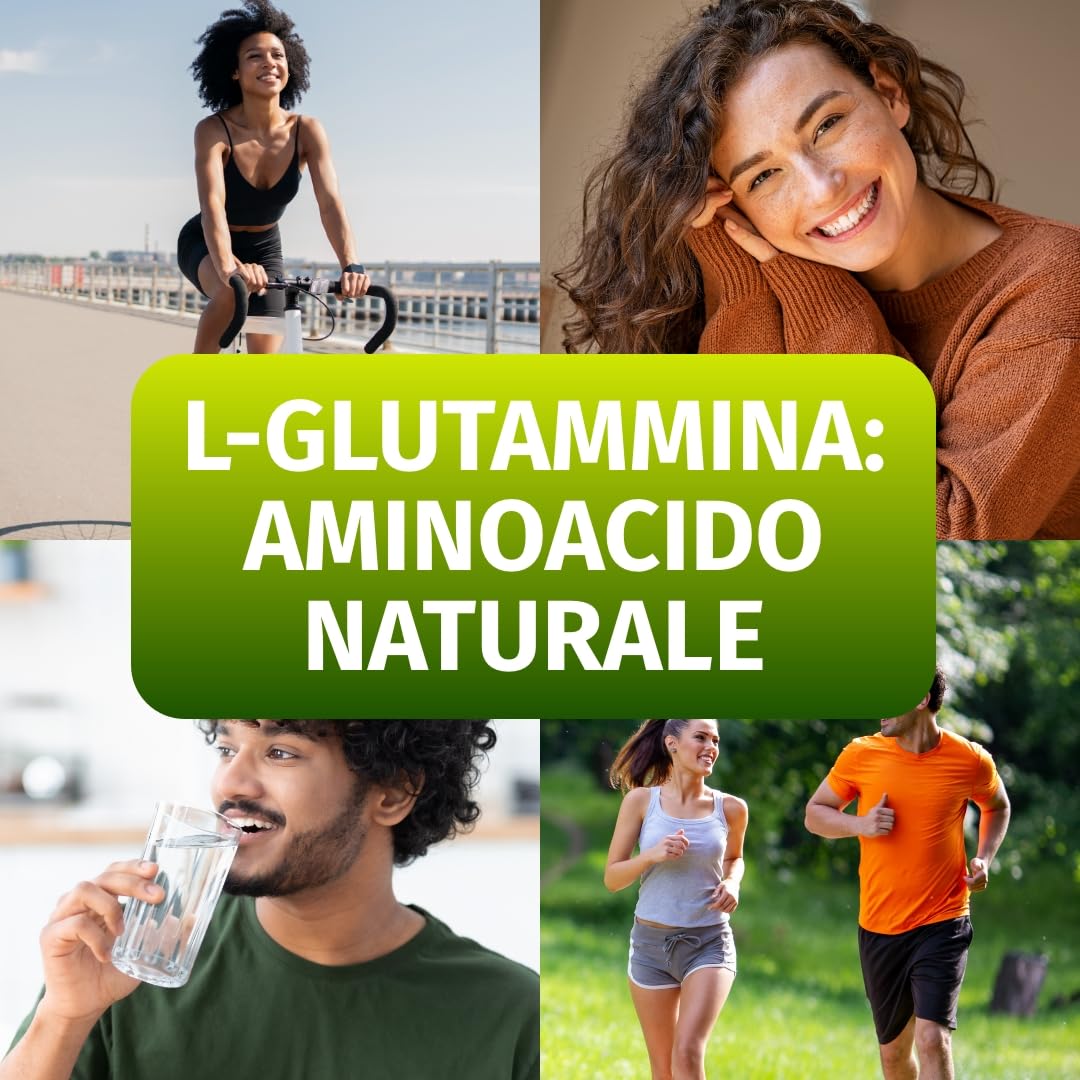 Green Naturals® L-Glutammina – Alto dosaggio 3.000 mg per dose giornaliera – Aminoacido puro in forma libera da fermentazione naturale – 100% vegana & senza additivi – 240 capsule (60 giorni)