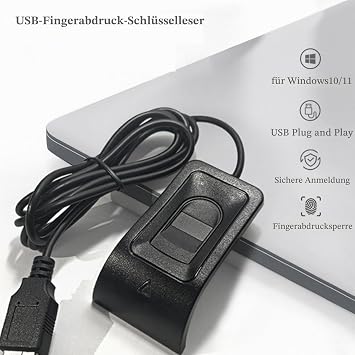 Desktop USB Fingerprint Reader Computer Fingerprint Key Reader USB Security Key with Extension Cable for Automatic Calibration Detection Password Free