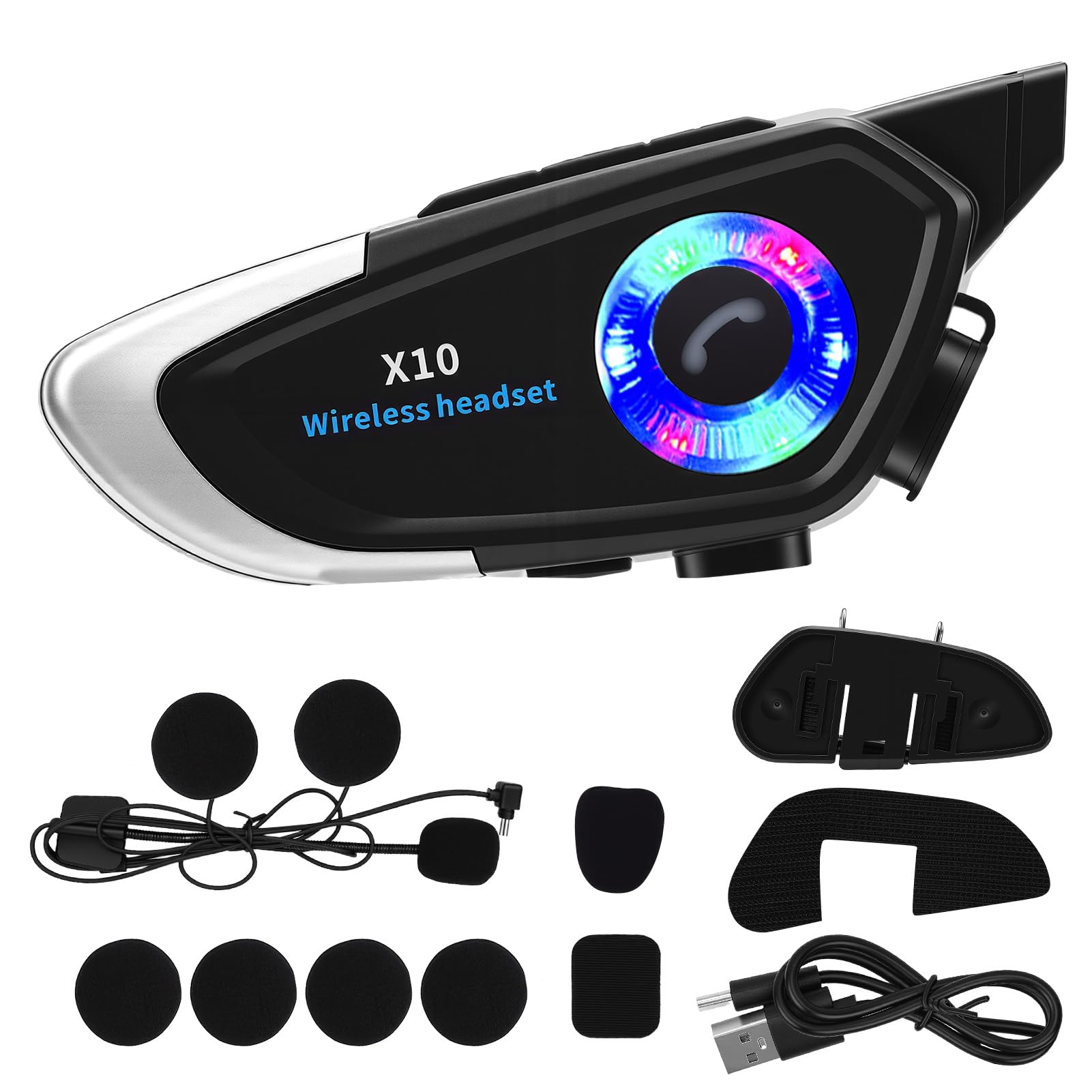 Yosoo Health Gear Casque de Moto Bluetooth avec Microphone pour Casque de Communication de Moto étanche IP56
