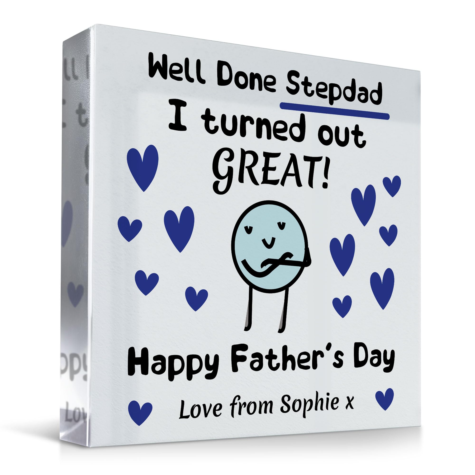 Red Ocean FUNNY JOKE Gift For Stepdad For Fathers Day Personalised Clear Block Fathers Day Gift For Step Dad From Daughter Son Humour Gift For Him Stepdad Gifts Keepsake