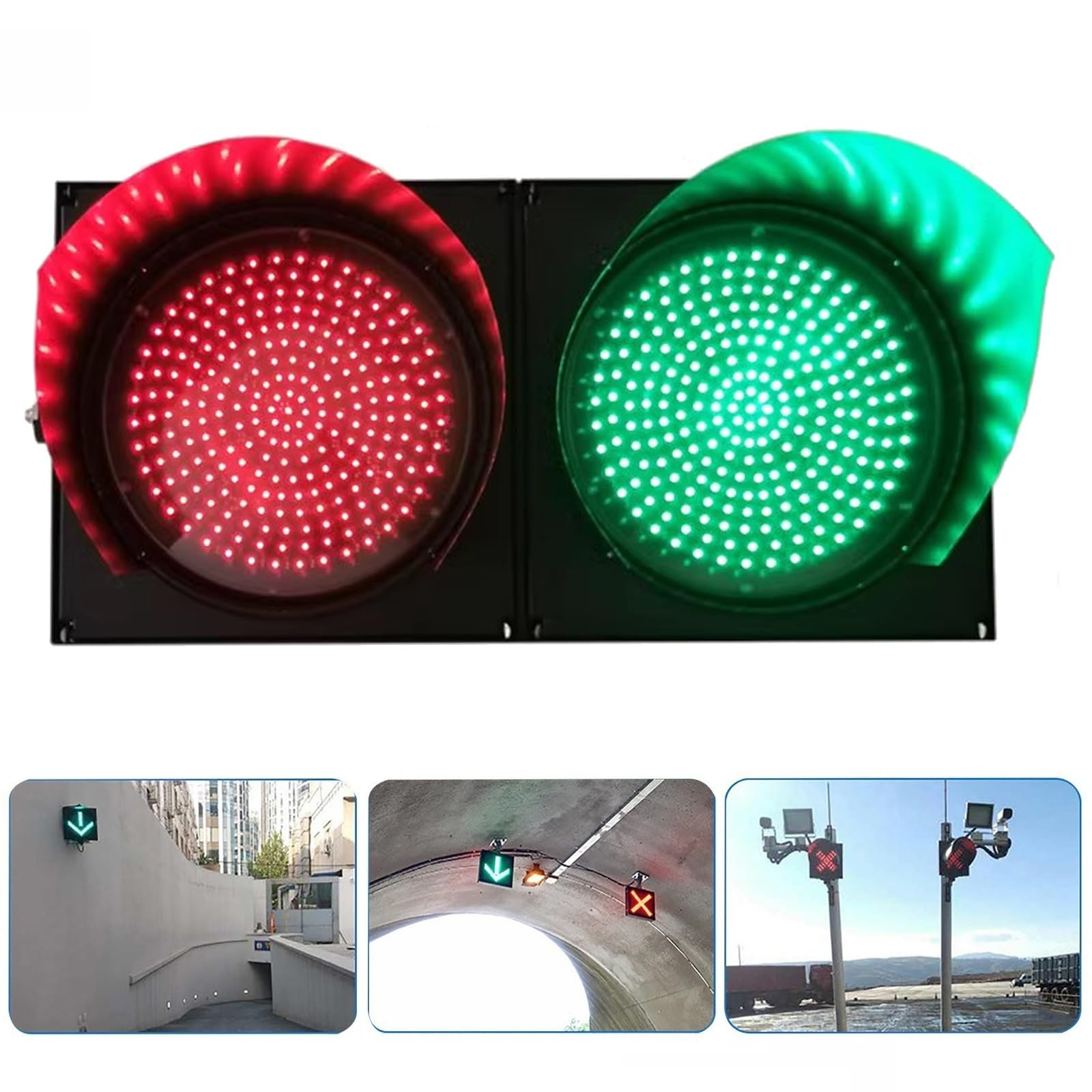 Luz de señalización LED Impermeable de 8 Pulgadas - Indicador Rojo/Verde, clasificación IP65 para Uso en Exteriores, garajes y Obras de construcción, interr