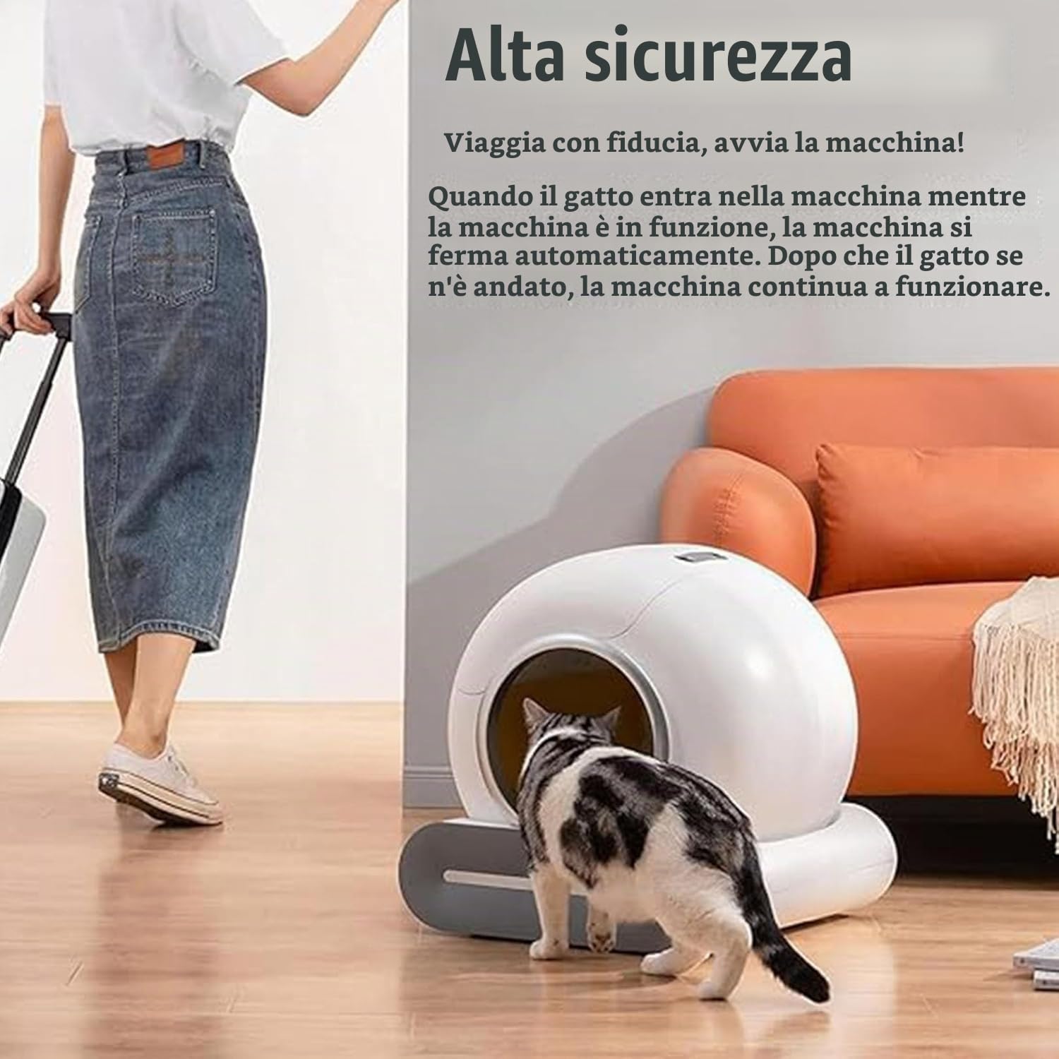 Lettiera Gatto Autopulente Automatica 65 L + 9 L Di Grande Capacità/Controllo APP/Deodorante Ionico Lettiera Gatto Automatica, Tappetino Per Gatti Multipli