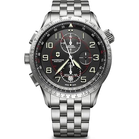 Reloj Victorinox Swiss Army Cronógrafo de cuarzo con correa de piel y esfera azu