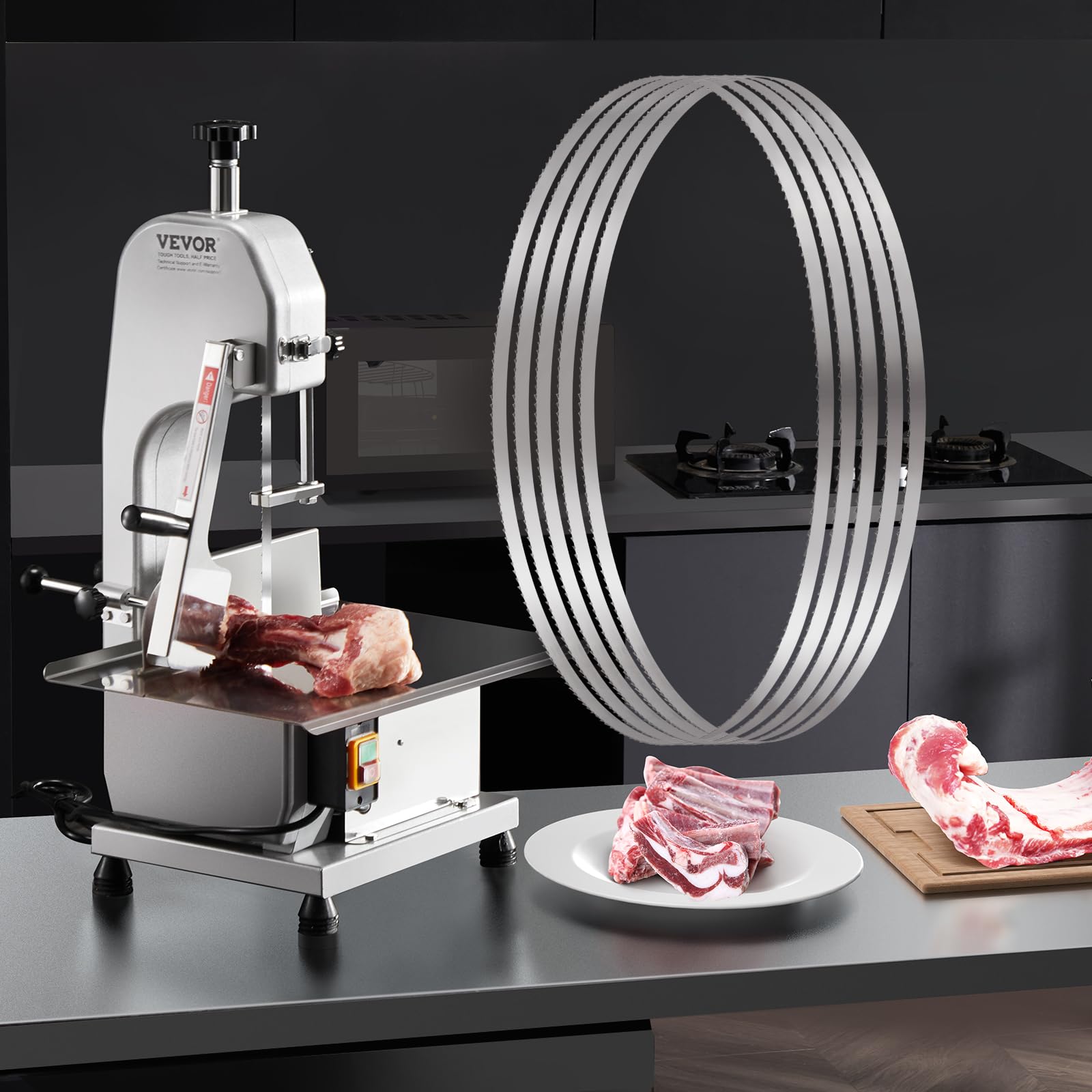 VEVOR elektrische Knochenschneidemaschine Sägeblatt 5 Stk. (1300 x 16 x 0,56 mm) Fleisch-Bandsägeblätter aus Kohlenstoffstahl zum Austausch, Bandsägeblatt für kommerzielle Knochensägemaschinen