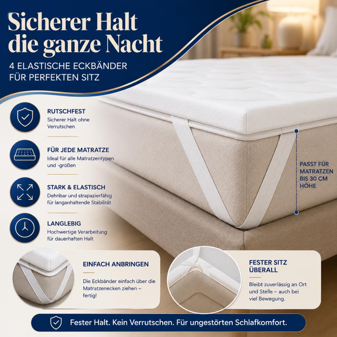 CloudTop Komfortschaum-Topper 6 cm – Matratzentopper mit Hybrid-Komfortschaum, atmungsaktivem & waschbarem Bezug, Oeko-TEX® Standard 100, 4 elastische Eckbänder, druckentlastend (90x200)