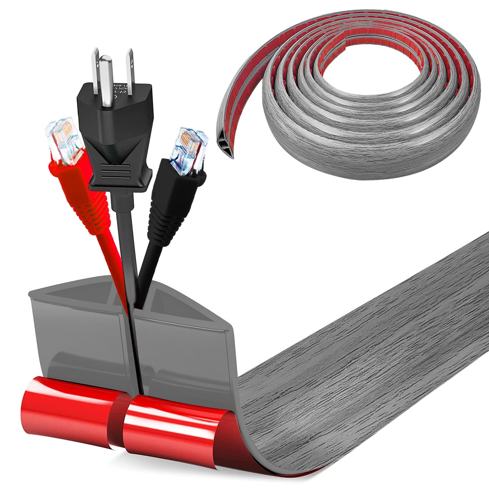 Pasacables Suelo, Canaleta Cables Suelo, 3.0M x2cm Protector de Cables para Suelo, Cubiertas de Suelo para Cables Autoadhesiva Montaje para Todos los Hogar, Oficina, Escuela,Almacén(Blanco-Redondeado) — view 62