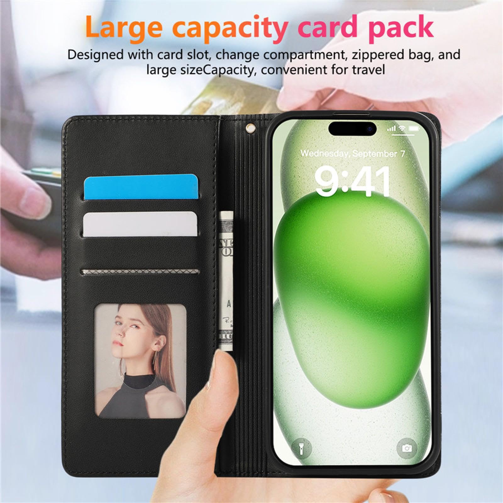 Do iPhone SE 2020 (2022) Luksusowy magnetyczny skórzany portfel na karty etui na telefon z klapką i podstawką (do iPhone SE 2020 (2022)/czerwony)
