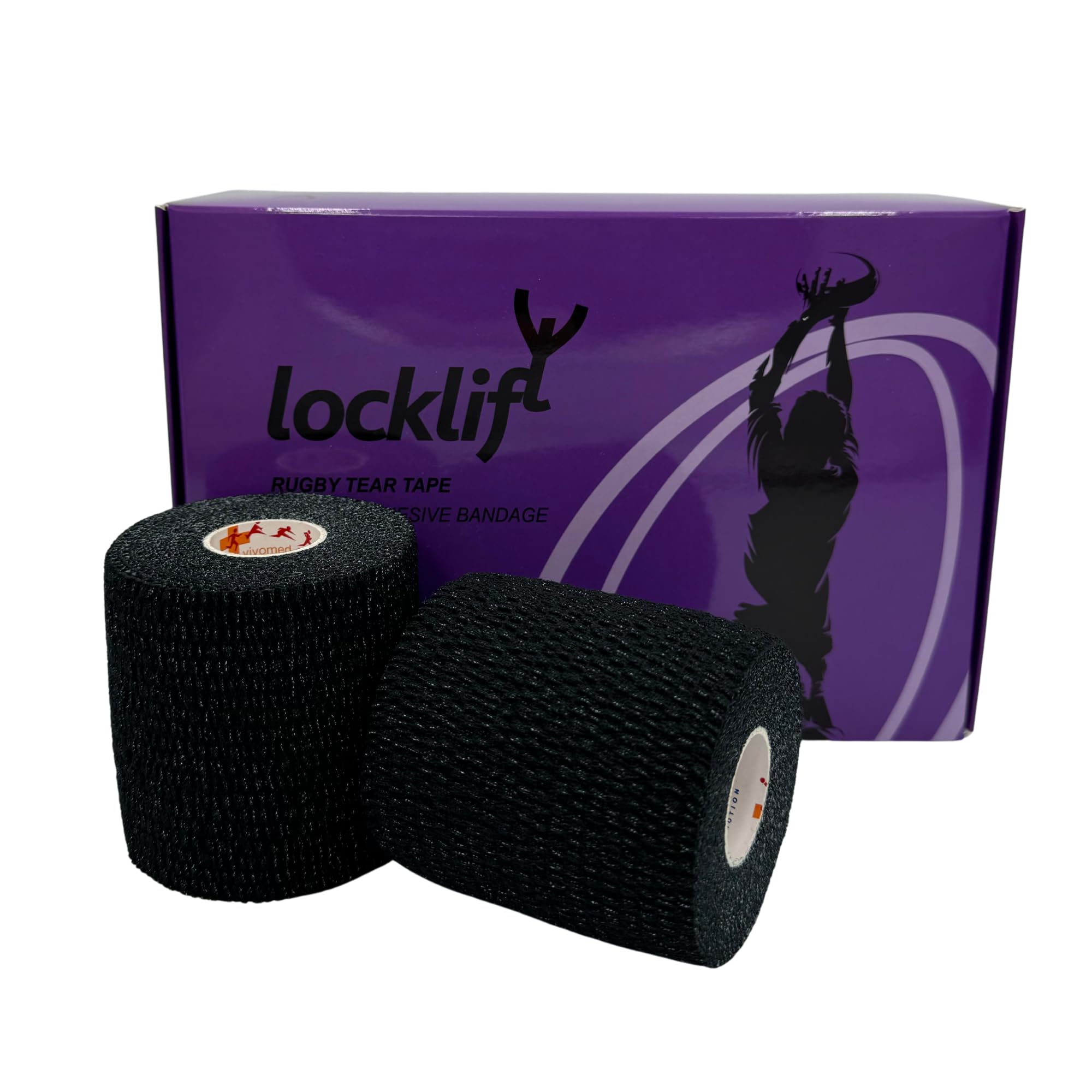 locklift Tear Tape - Rugby Thigh Tape (Black), 2cm x 3.5cm x 15cm