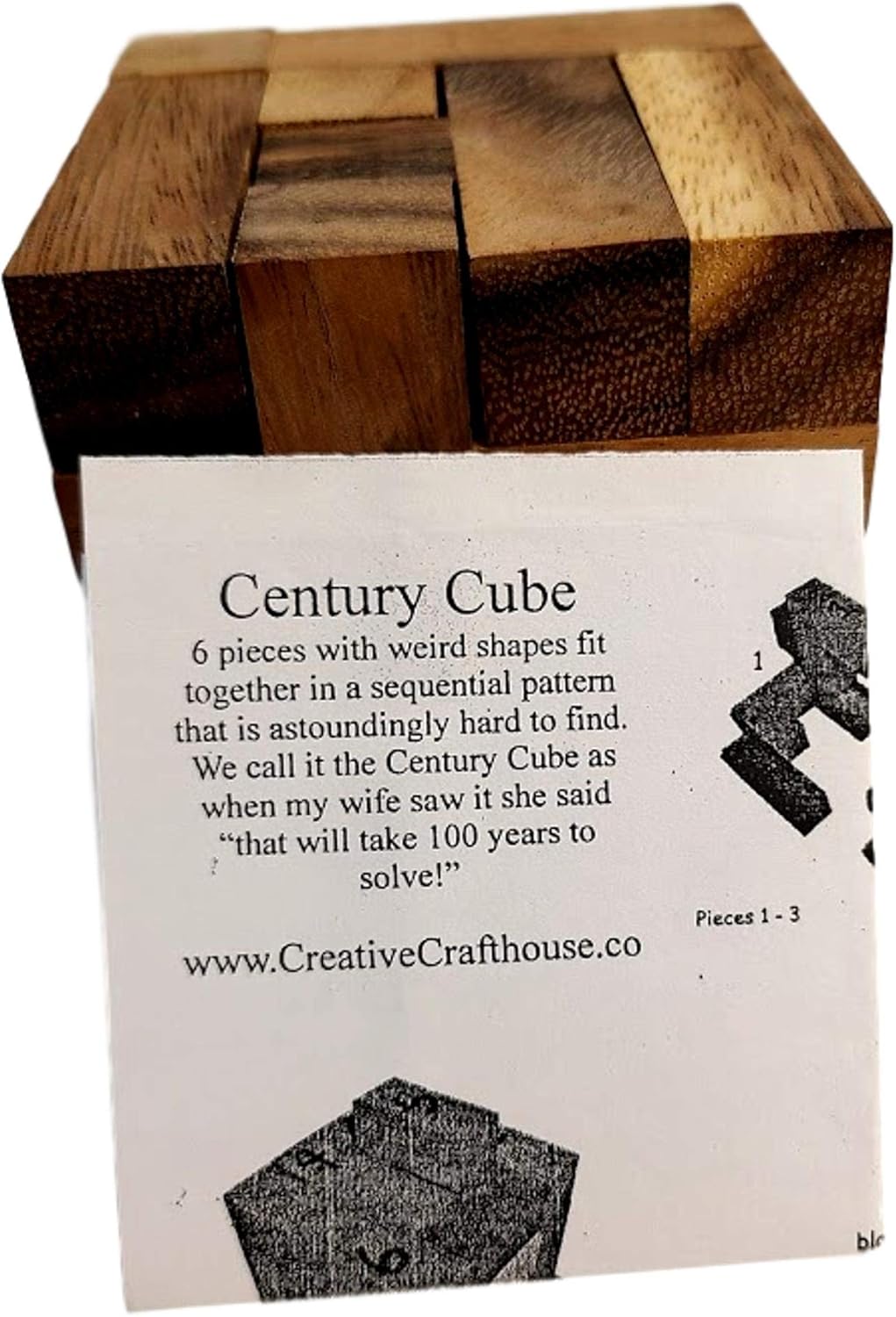 Impossible Puzzle | The Century Cube - Very Difficult Sequential Puzzle for Adults - 6 Piece Wood Puzzle