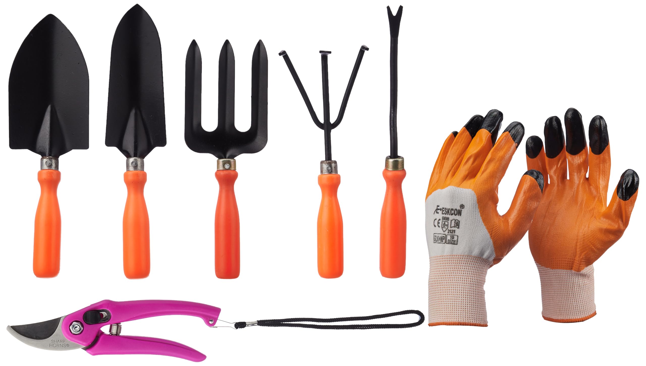 Amazon Brand - Solimo 7-Piece Gardening Tool Kit | Cultivator, Fork, Trowels, Weeder, Garden Gloves, Pruner Cutter | Indoor & Outdoor Gardening Tool Kit (B0D66ZZZF8) Amazon Price History, Amazon Price Tracker