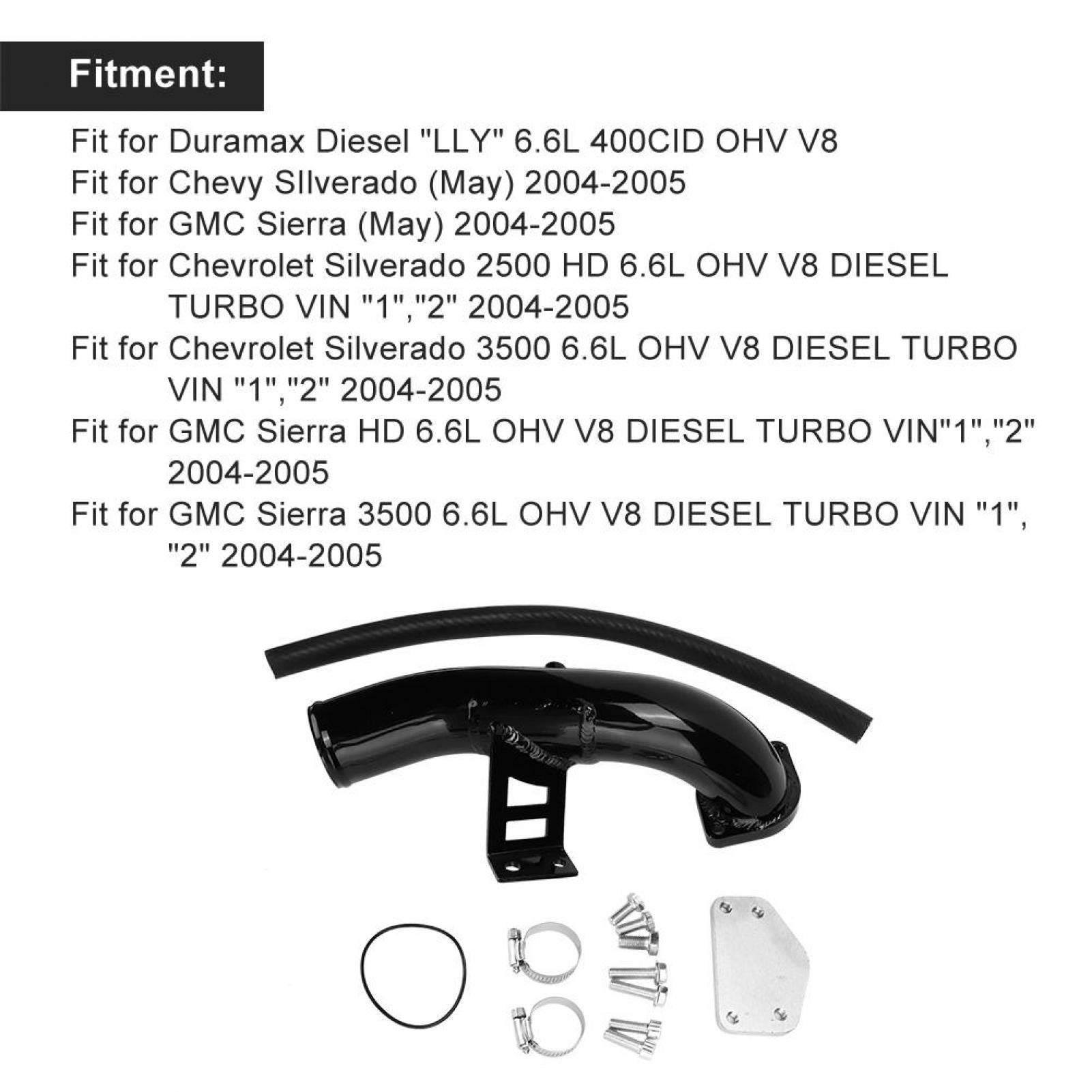 Dioche Kit de suppression EGR, kit de suppression de EGR et l'admission de refroidisseur à haut débit pour Silverado 2004-2005 en alliage + Rubbe