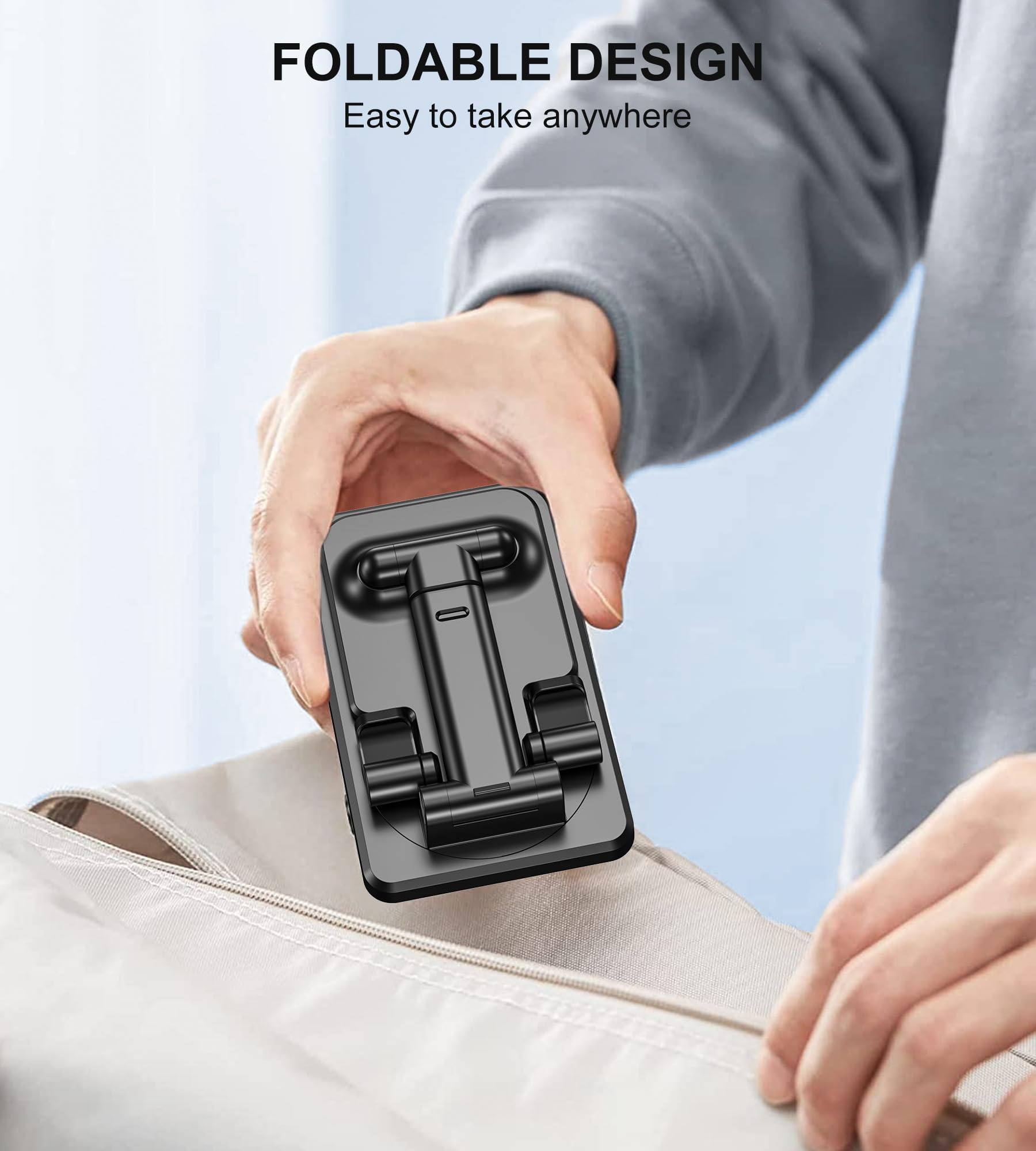Stojak na telefon komórkowy pulpit BHHB 360° Uchwyt na Telefon Regulowany składany aluminiowy uchwyt na telefon na biurko Kompatybilny z iPhone Galaxy Huawei Redmi (Czarny)
