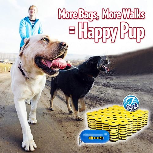 Miniatura 6 de OUT! Bolsas para excrementos de perro Bolsas de basura de perro fuertes y a prueba de fugas 9 x 12 pulgadas, 600 bolsas amarillas