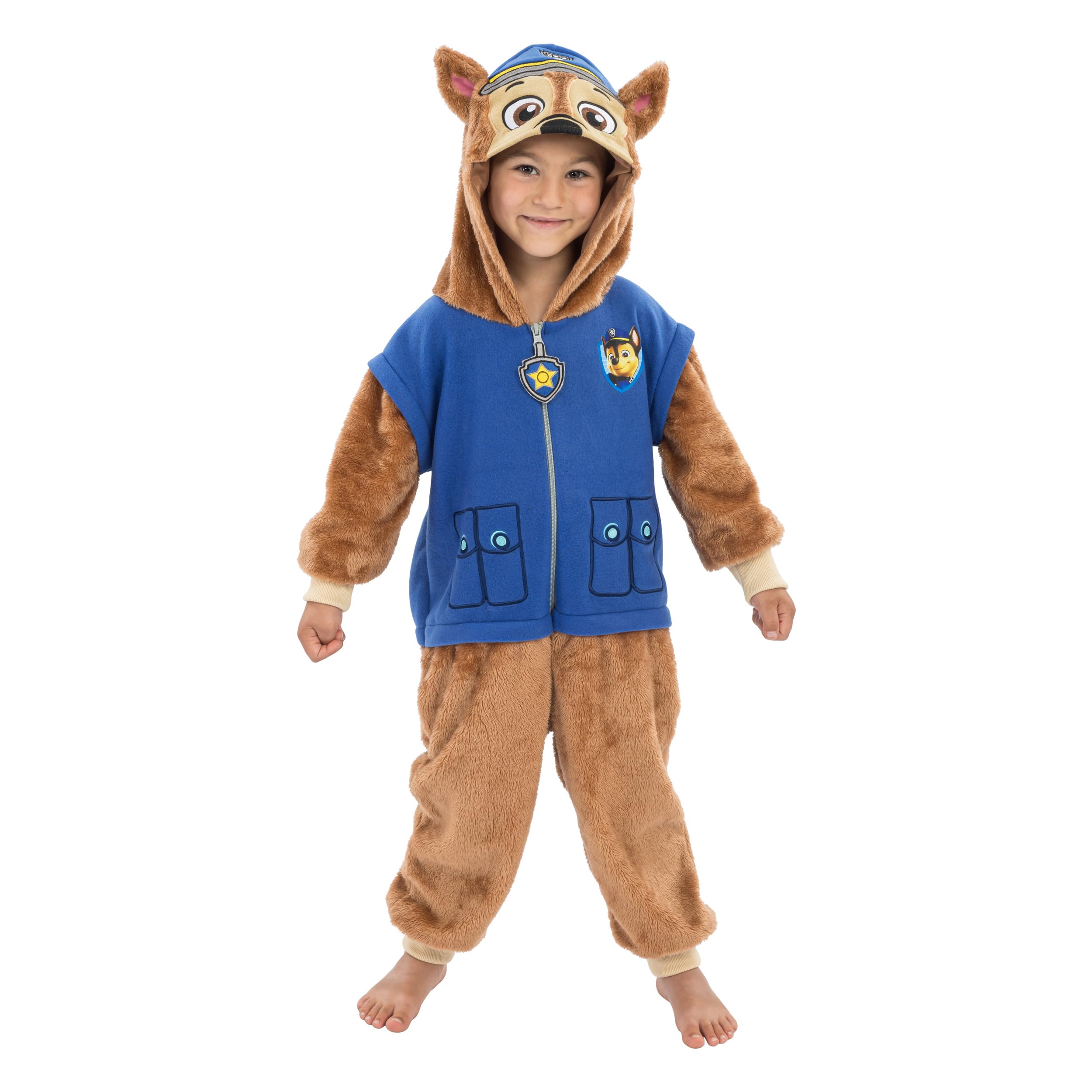 Chaks - kombinezon dla dzieci Chase, puszysty onesie | Oficjalny kombinezon Paw Patrol z kapturem i uszami, kostium i strój na co dzień oraz na karnawał