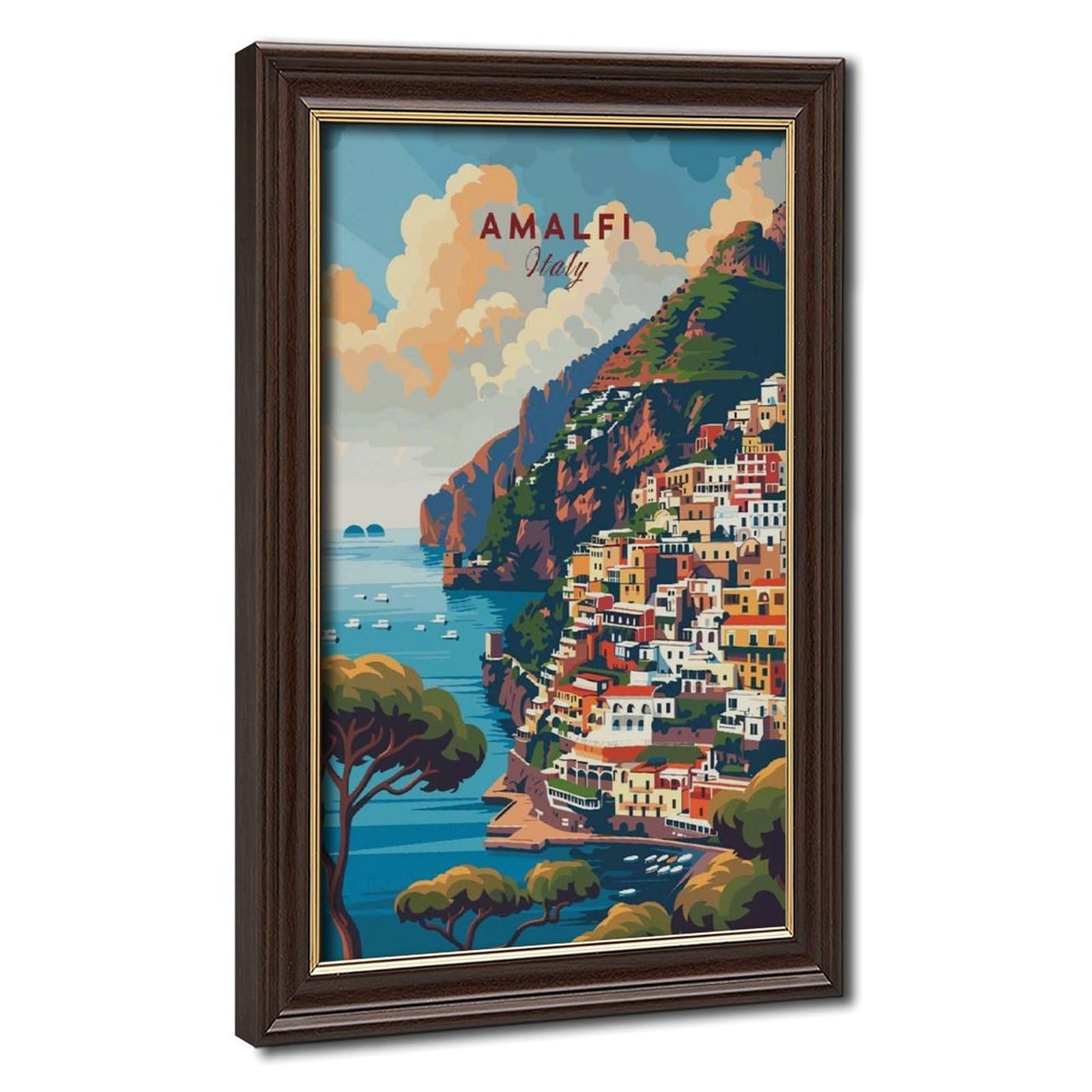 Bareronor Mokume Gane Frame-Style Italy Amalfi Canvas Poster For Dorm Room Decor Gift