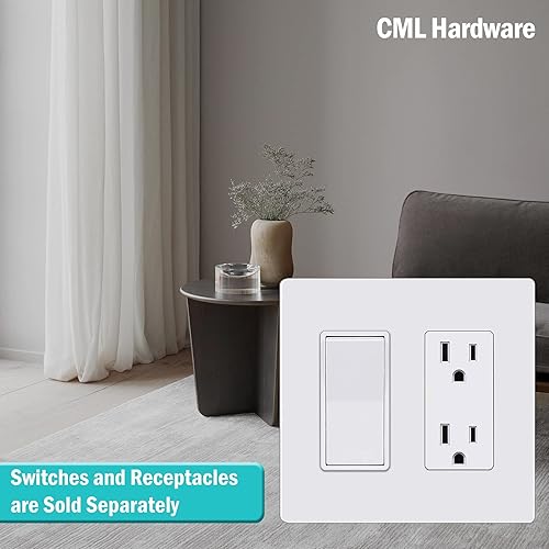 Miniatura 8 de CML - Placa de pared decorativa sin tornillos, 2 cubiertas de salida de bandas, paquete de 4 placas decorativas para interruptor de luz, cara lisa