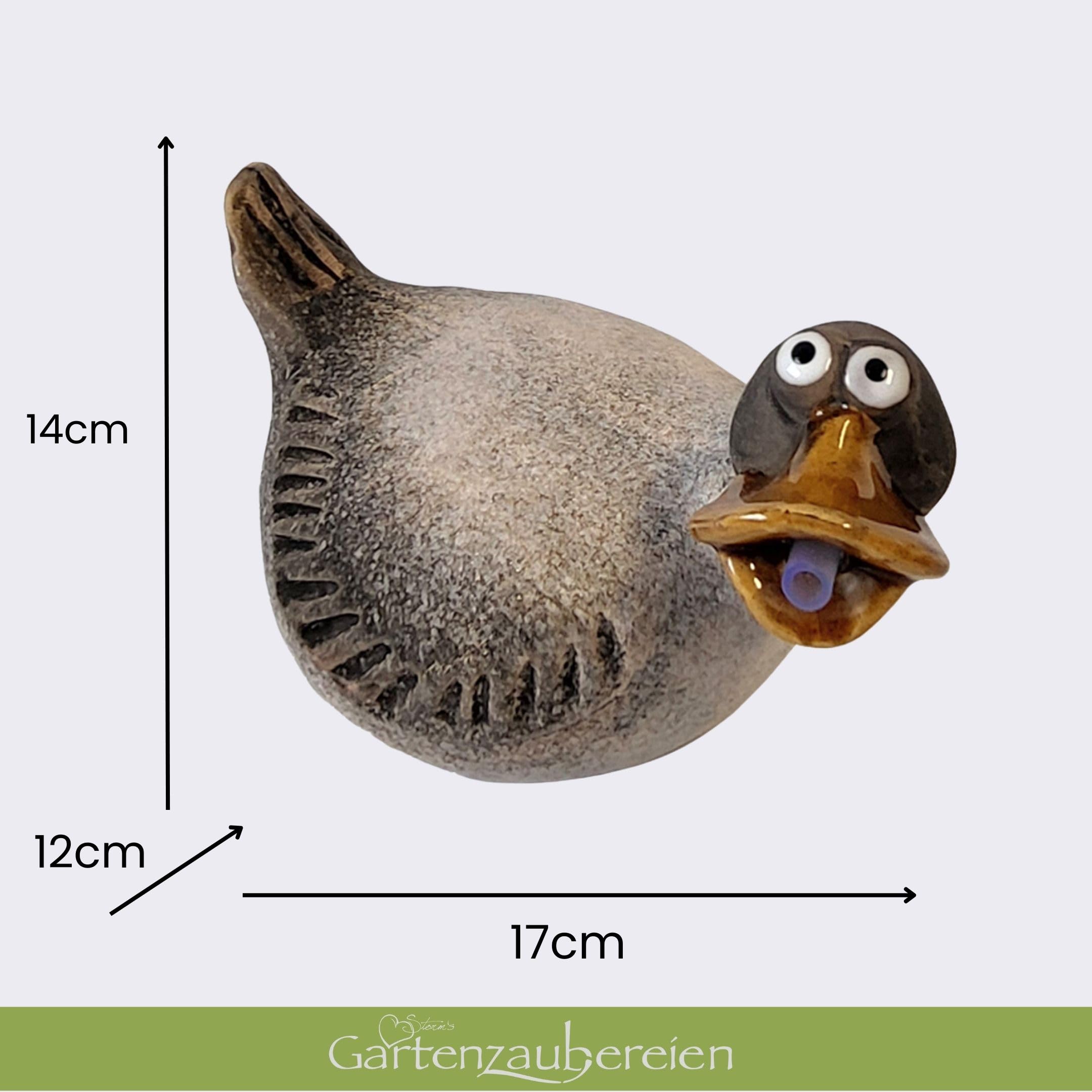 Storm's Gartenzaubereien Solar Wasserspeier Ente - Keramikfigur für Teiche und Miniteiche - 17cm x 12cm - Handbemalt, Wetterfest - für Gartendeko und Balkon