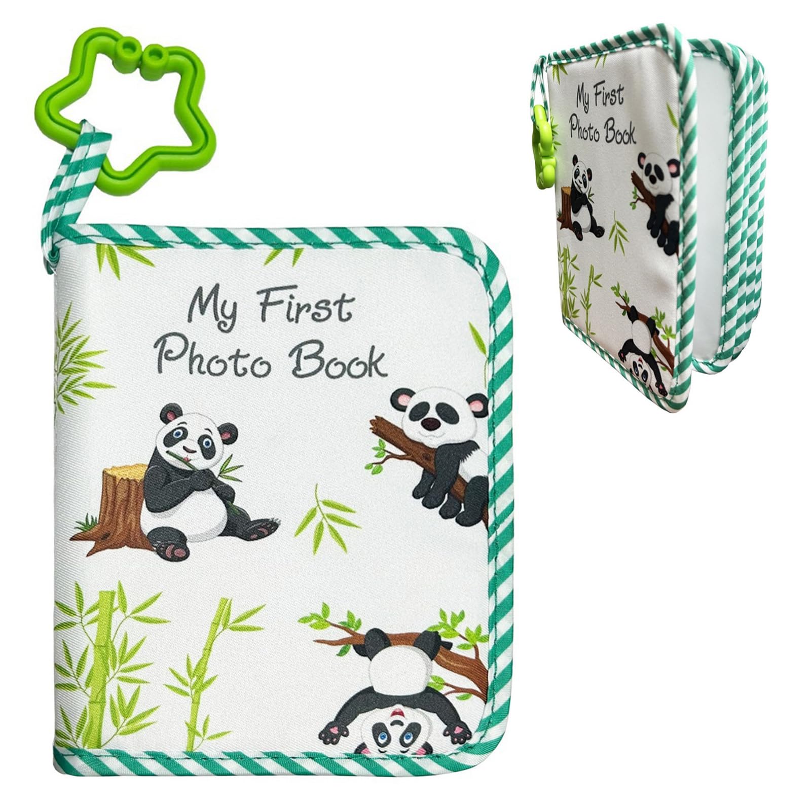 Terilamy Men's Baby Photo Album Soft Book With Hook Mirror, Baby's My First Photo Album Hold 17 Pcs 4X6in Photos Personalized Memory Photos Albums For Family Baby Newborn Toddler Boy Girl (Panda)