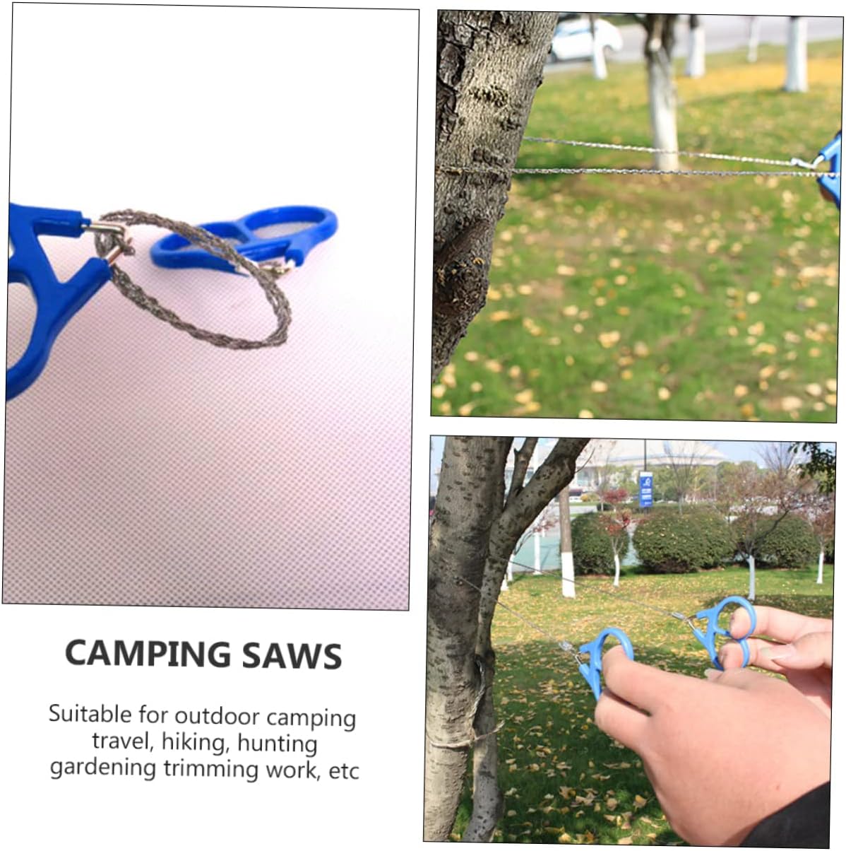 Kisangel 6pcs Stainless Steel Wire Saws for Camping and Survival Manual Chain Saws for Outdoor Use Lightweight Portable Cutting Tools for Hiking and Pruning Branches and Rustproof Design