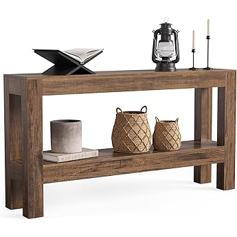 47.24 Inches Long Console Table for Entryway, 2-Tier Large Sofa Table with Storage, Farmhouse Console Table for Living Room, Wooden Entrance Entry Table for Entryway, Hallway