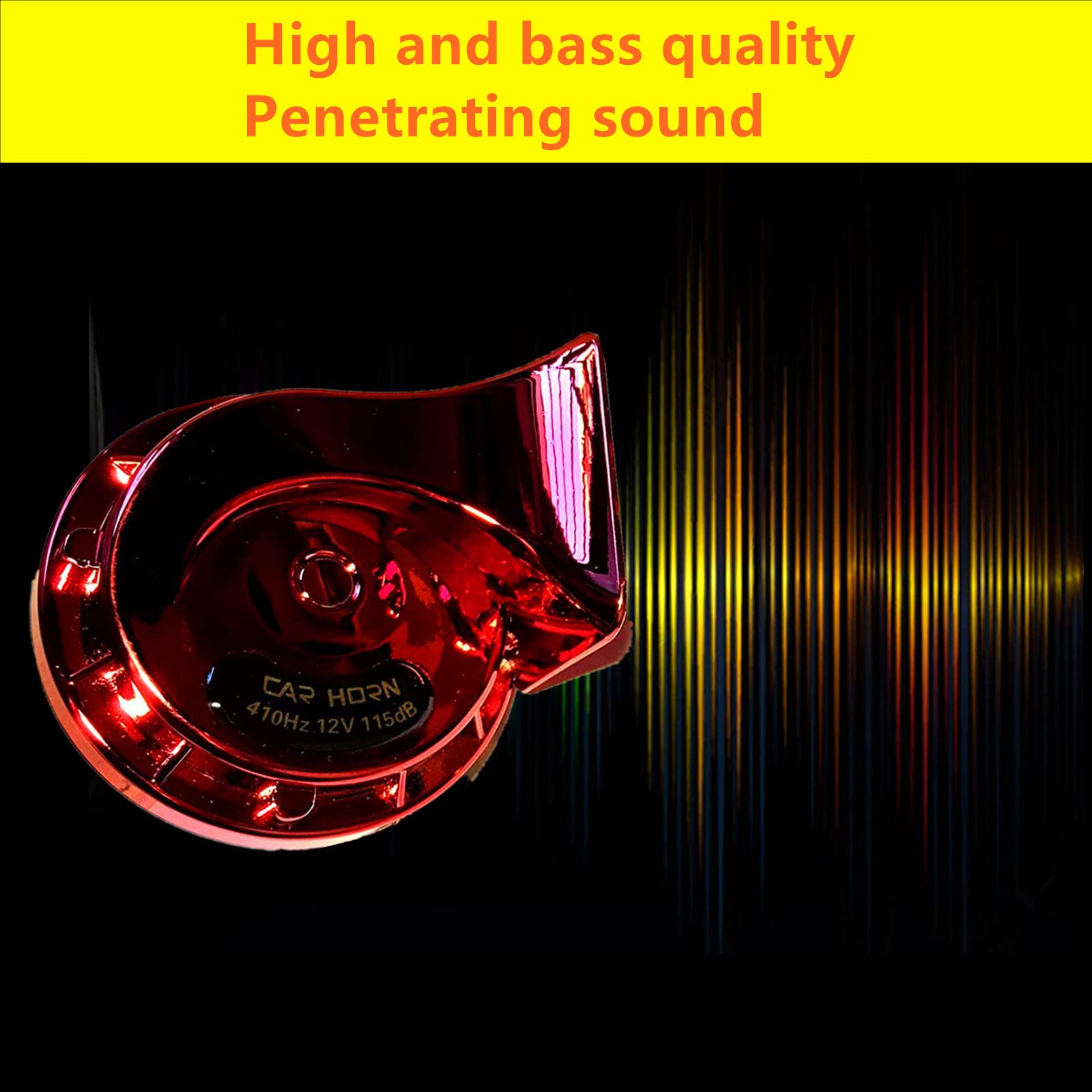 Viping car horn truck horn 115DB electric horn air horn dual tone snail horn rose red waterproof horn tweeter and bass horn with metal bracket suitable for any 12V Moto Vans ships trucks etc