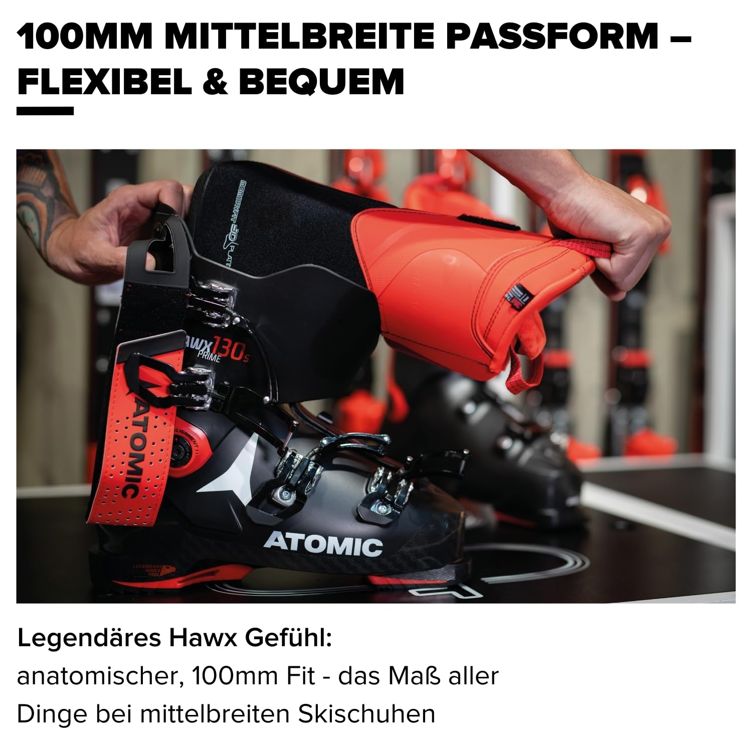 ATOMIC HAWX PRIME 85 W Skischuhe Frauen - Alpin-Skischuh in Black/Stone & Schwarz/Silber - Boots mit 3D Knöchel & Ferse für präzisen Sitz - mittelbreite Skistiefel für Fortgeschrittene