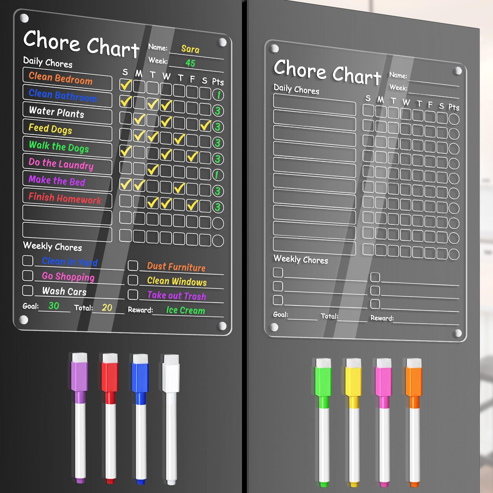 Photo 1 of OORAII Acrylic Chore Chart - 12"x9", 2 Boards