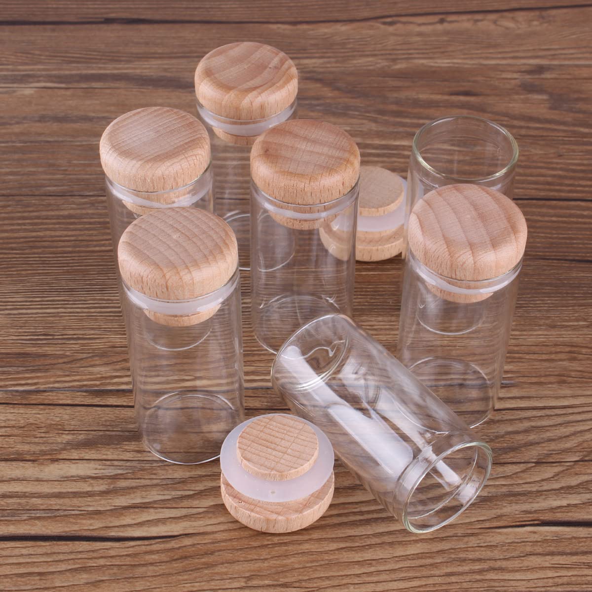WALNUTS 24 Piezas 25ml 30 * 60mm Tubos de ensayo con Tapas de Madera frascos de Vidrio frascos de Vidrio Wishing Bolttes Wish Botella for Regalo de Manualidades de Boda