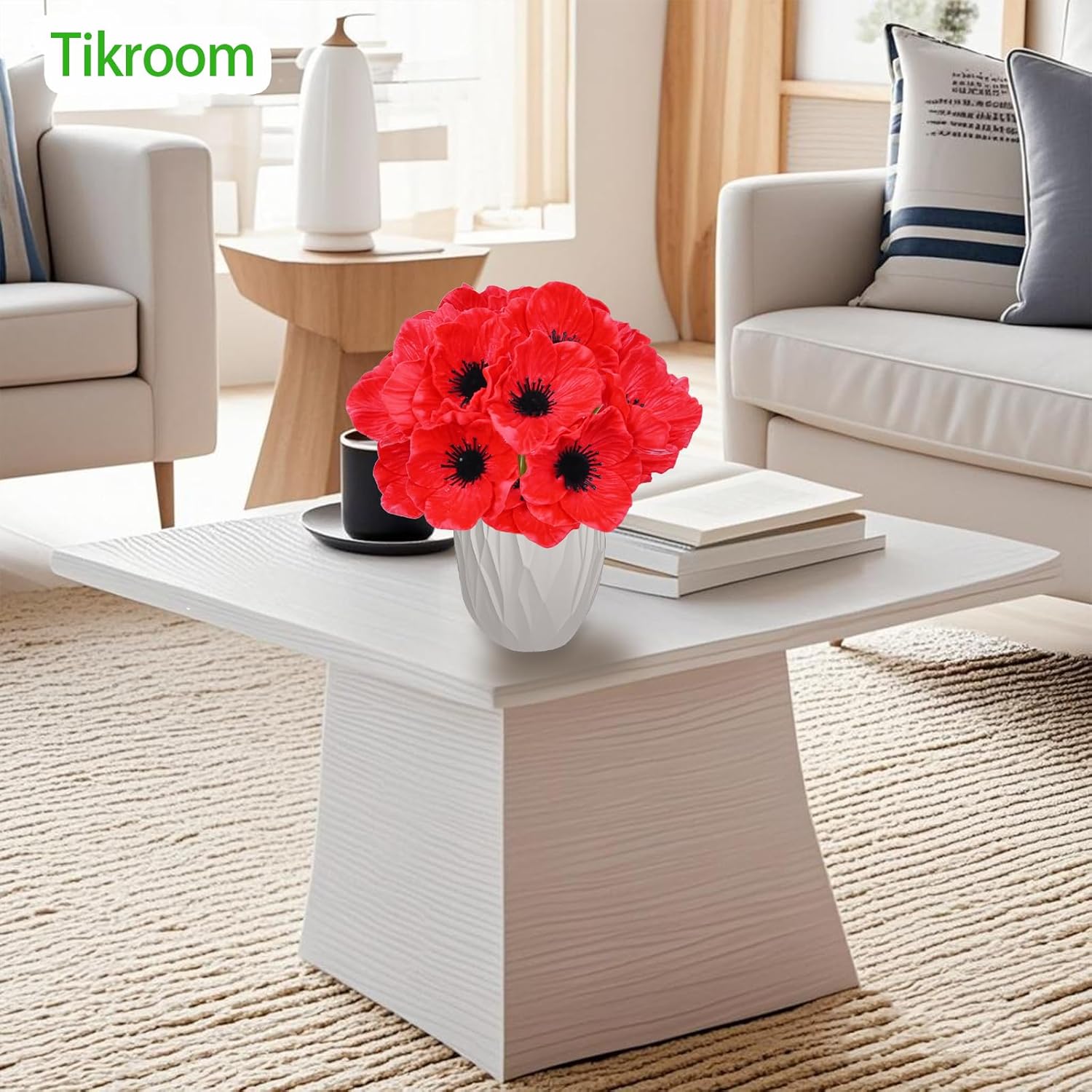 10Pcs Red Poppy Artificial Flowers 11" Real Touch No Fade PU Fake Flowers for Wedding Centerpieces Bridal Bouquets Home Decor Vase DIY Arrangements Memorial/Veterans Day - Image 7