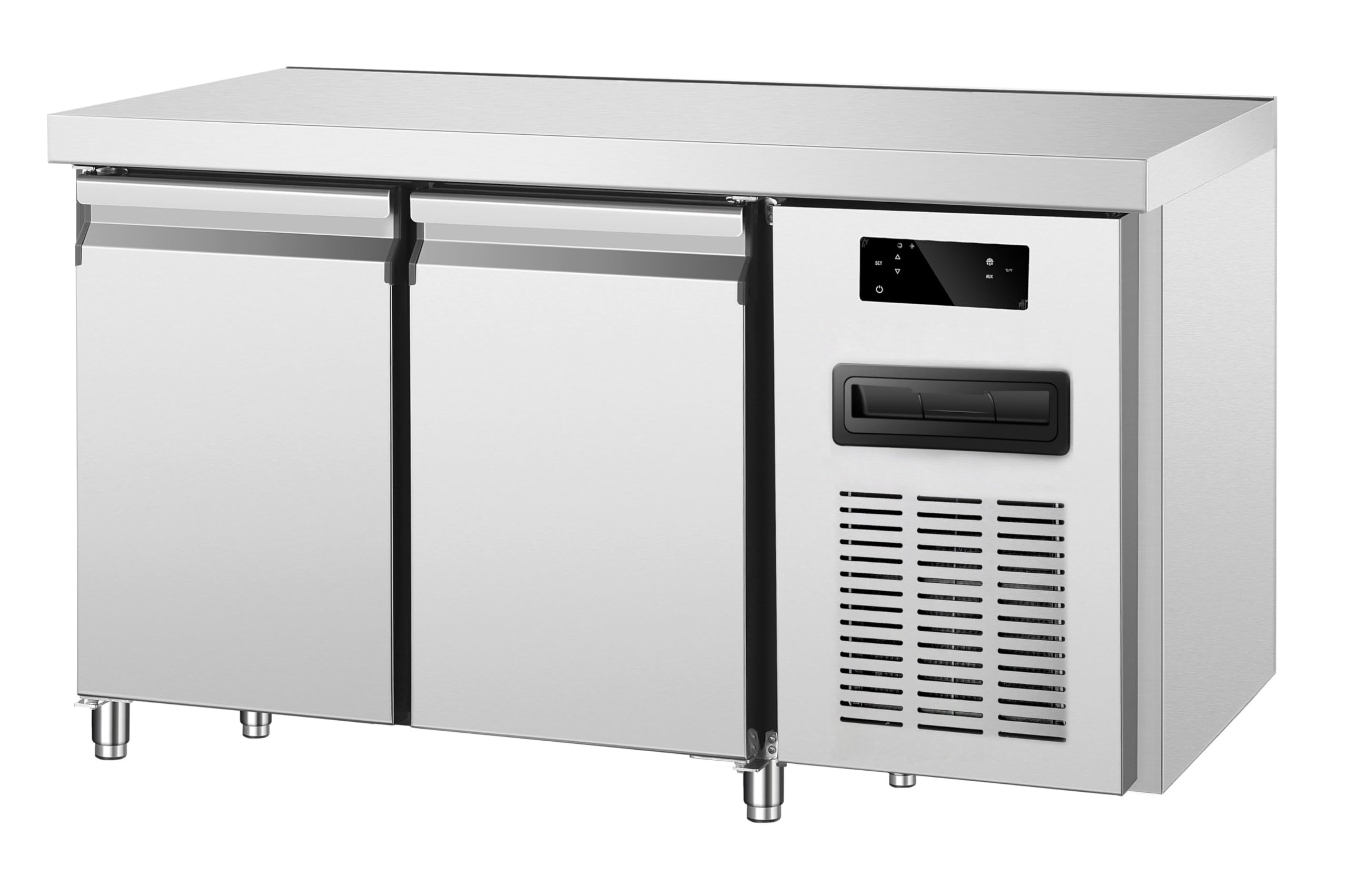 Ristoattrezzature Tavolo frigo refrigerato 2 porte in acciaio inox -2 +8 °C 136x60x85h cm tropicalizzato