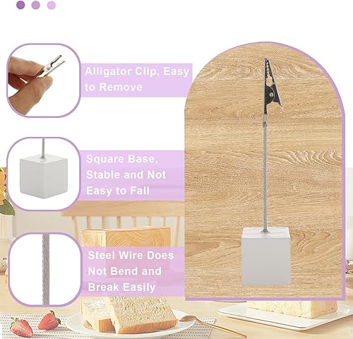 Miniatura 3 de 30 soportes para tarjetas de lugar con clip de cocodrilo, soportes para números de mesa, base de cubo, clips de notas para boda, fiesta de