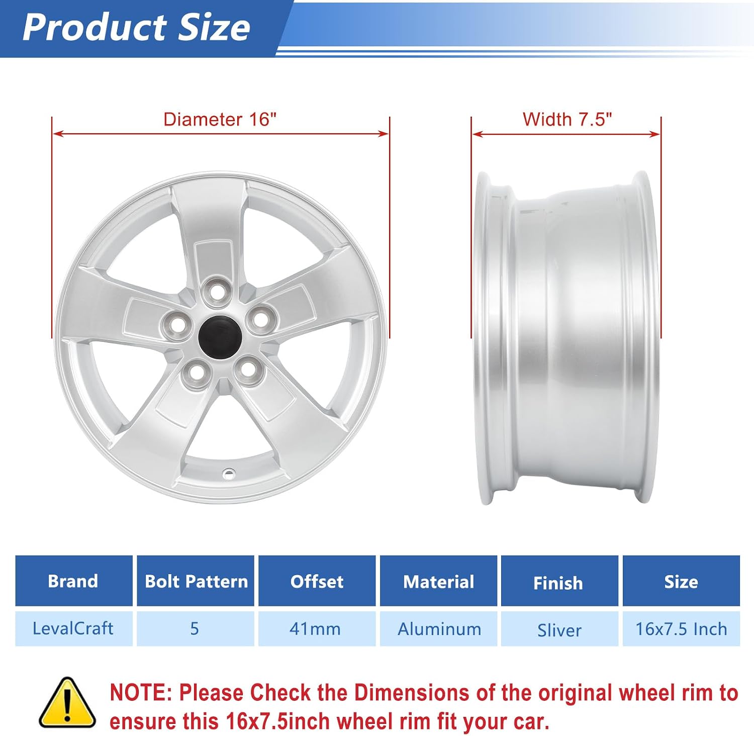 16 x 7.5 Inch Alloy Replacement Wheel Rim for Chevrolet Malibu 2013-2016, 16 Inch Car Wheel Rim, OE Stock Specs (1)
