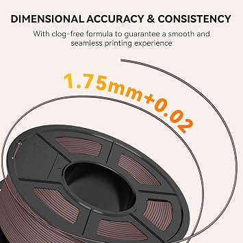 TECBEARS PLA 3D Printer Filament, Macaron Color Filament, Neatly Wound PLA Filament 1.75mm, Dimensional Accuracy +/- 0.02mm, Fits Most FDM Printers, 1KG Spool (2.2lbs), Chocolate