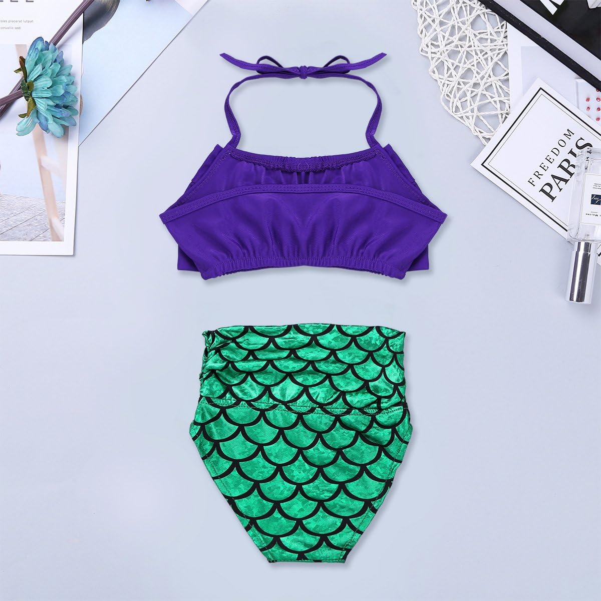 iEFiEL Girls Princess Mermaid Swimsuit Swimwear Bow-Knot Bikini Set Swimming Costume for Kids