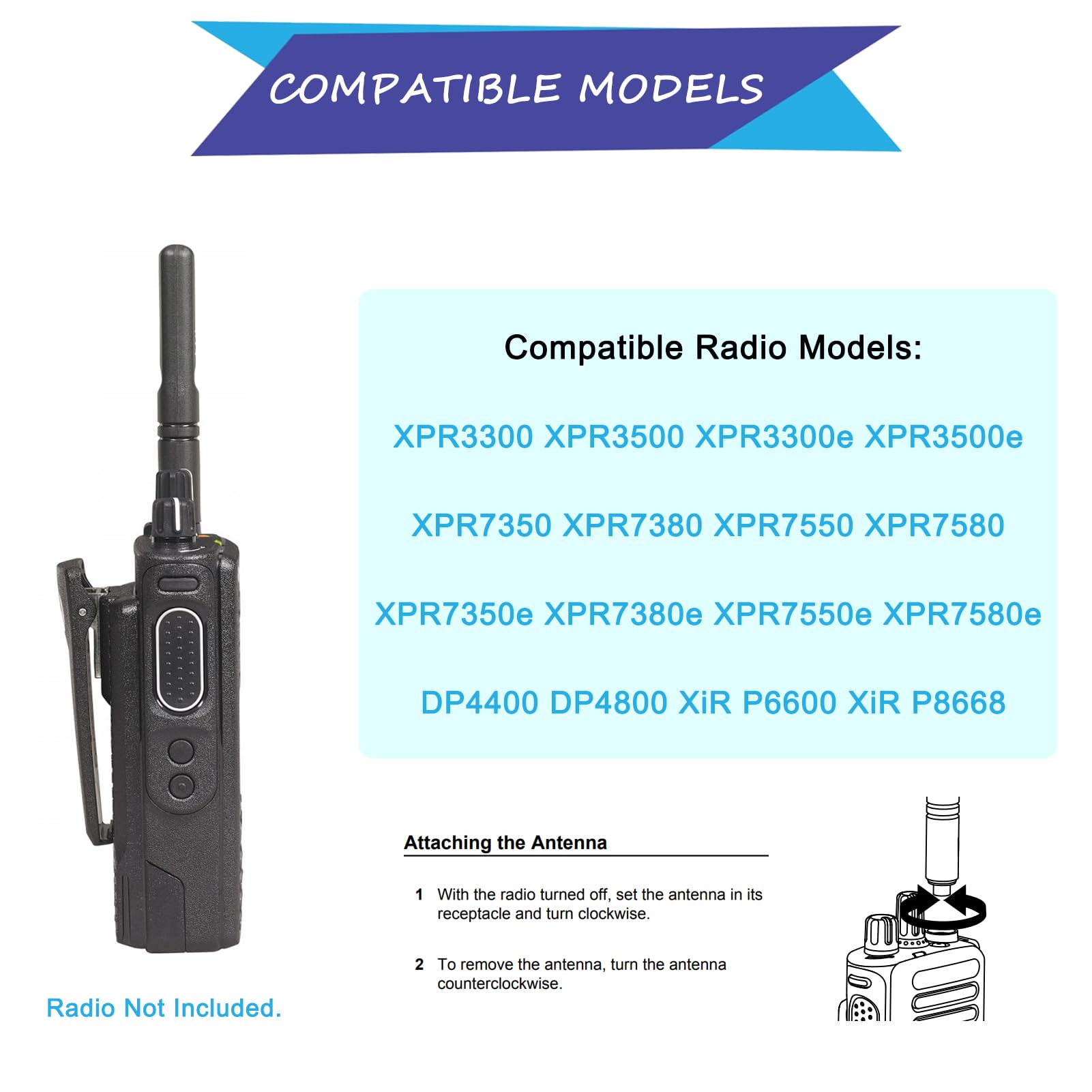 6 x anteny VHF PMAD4120 PMAD4120A do Motorola XPR3300 XPR3500 XPR3300e XPR3500e XPR7550 XPR7580 XPR7550e XPR7580e XPR3000 XPR7000 dwukierunkowy Radio 1 36 174 MHz, 3,6 cala