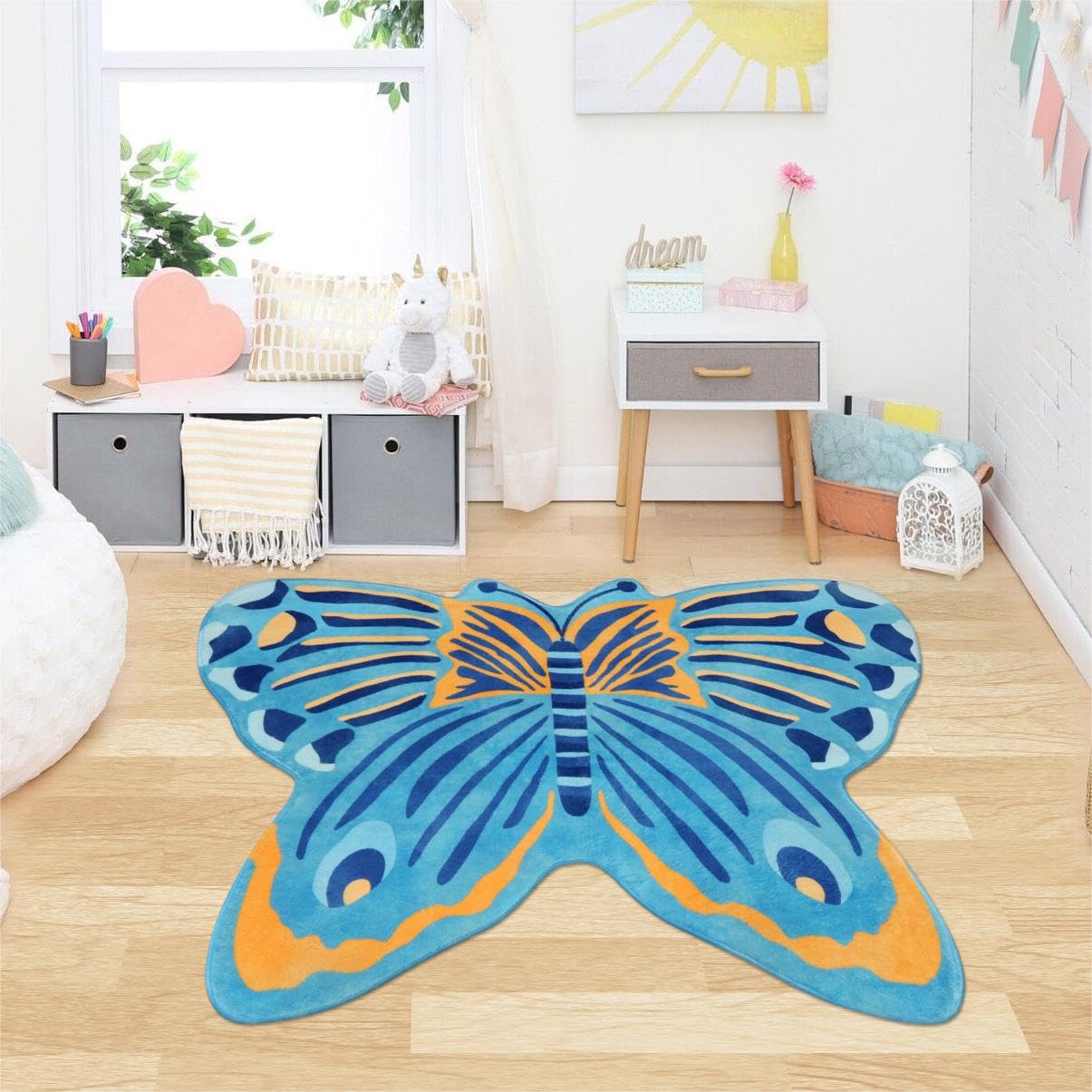 Livebox Butterfly Kids Rug For Kids Bedroom 36x47 Washable Area