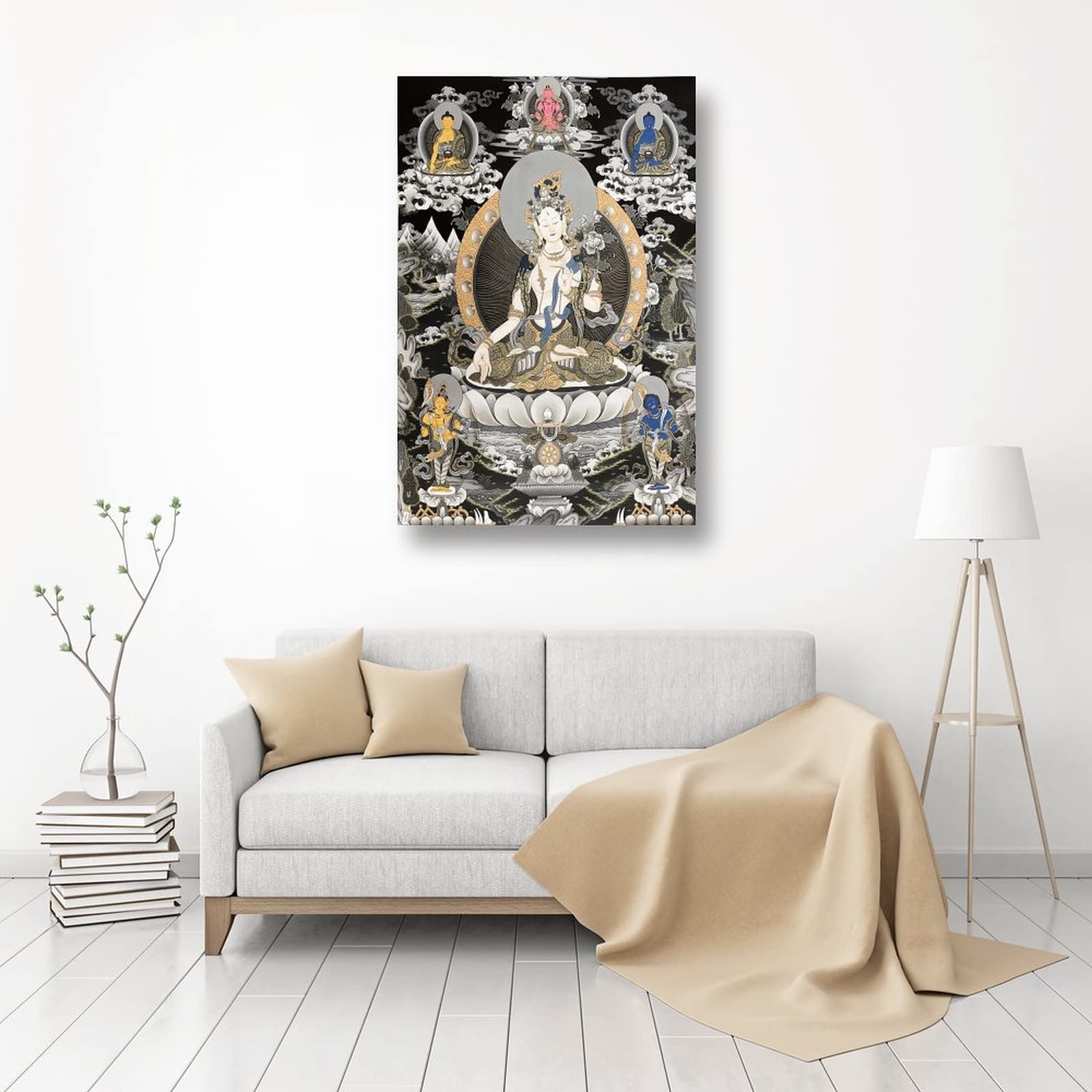 Tara bianca con Medicina Buddha Buddismo Religione Meditazione Poster Decorazione per la Casa Poster Decorazione per la Camera da Letto Decorativa Estetica 60 x 90 cm