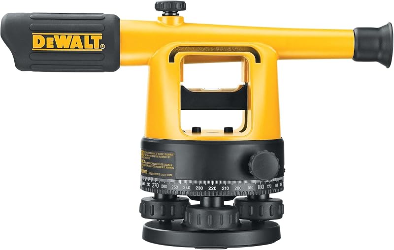 DEWALT Nivel de tránsito, herramienta topográfica con trípode y varilla, aumento de 20X (DW090PK)