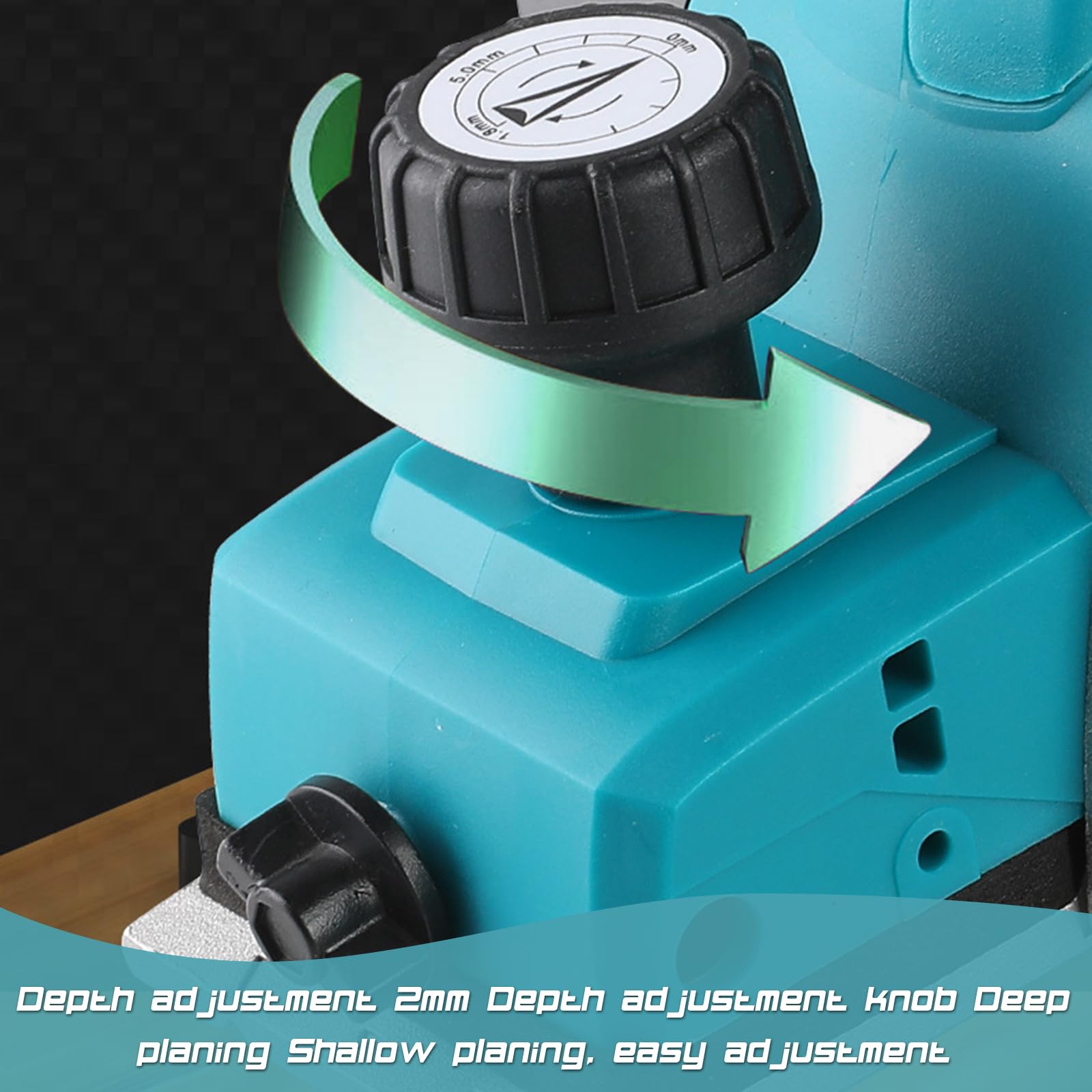 Akku Hobel mit Handschuhe Kompatibel mit Makita 18V, Kabellose Elektrische Hand-Planer Randhobel, 16500 U/min, 82mm Hobelbreite, 0-2mm Tiefeneinstellung für Holzbearbeitung (ohne Batterie)