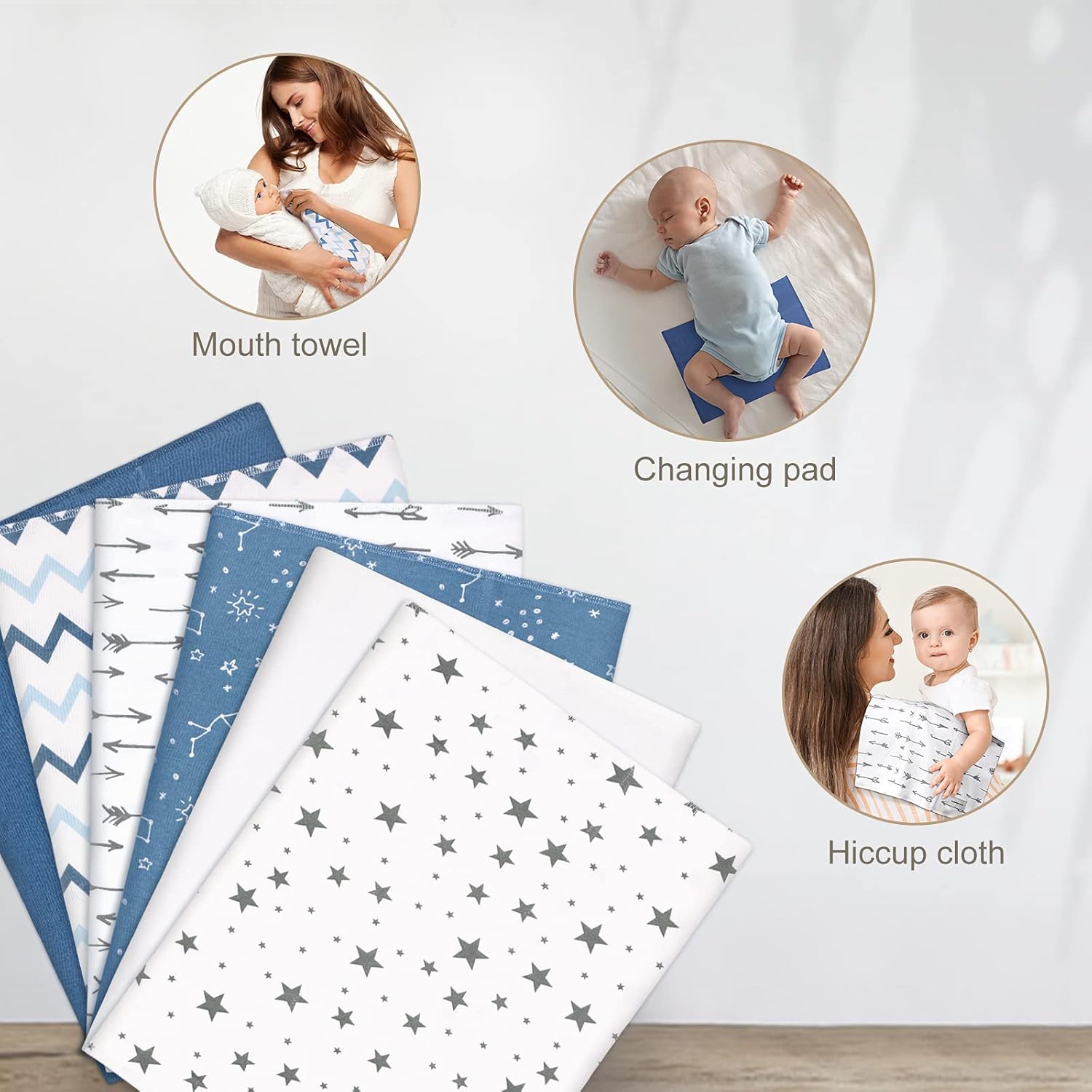 Burp Cloths for Baby Boys - 6 Pack Baby Burp Cloths -100% Cotton Double Layers of Extra Absorbent Burping Cloths Set - Spit Up Burp Rags : Baby
