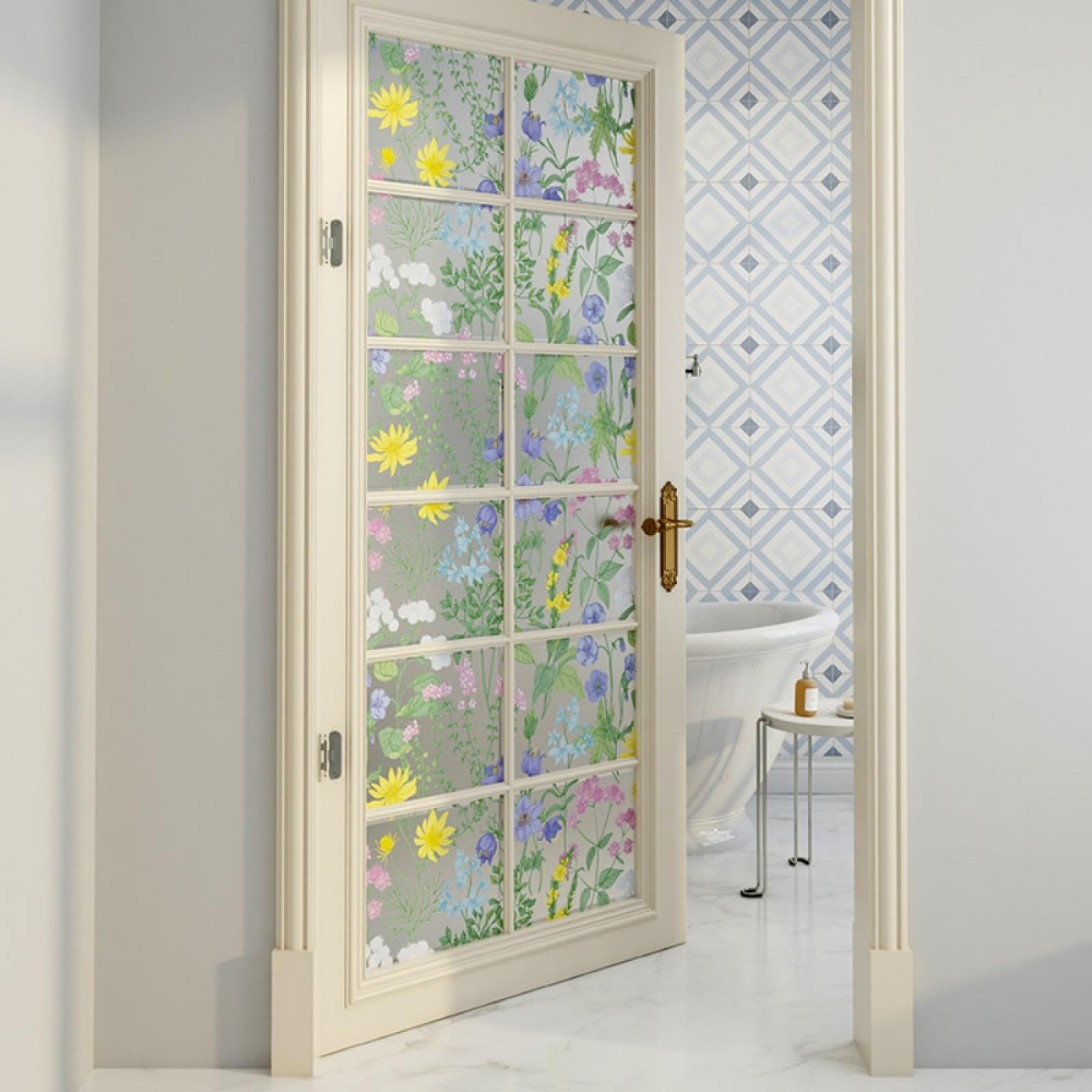 Vinilo Adhesivo Cristal Decorativo Flores Plantas Vinilos para Cristales Privacidad Estatico Anti UV Reutilizable para Oficina Dormitorio Sala de Estar Vinilo para Ventanas