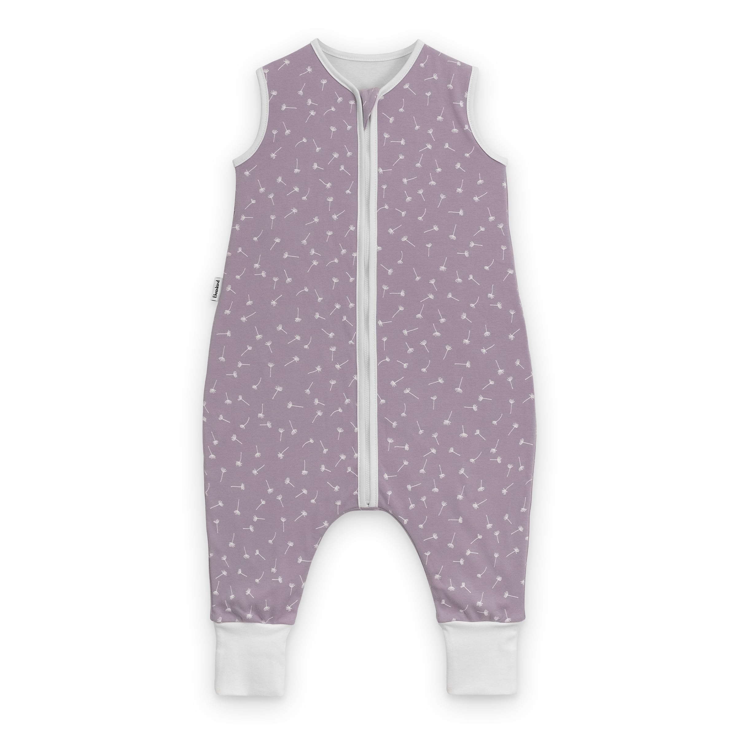 Ehrenkind® Baby Sommerschlafsack mit Füßen 1.0 TOG aus weicher OEKO-TEX zertifizierter Bio-Baumwolle | Sommer Schlafsack | Baby Schlafsack Gr. 100 Flieder Pusteblume | 1 Tog