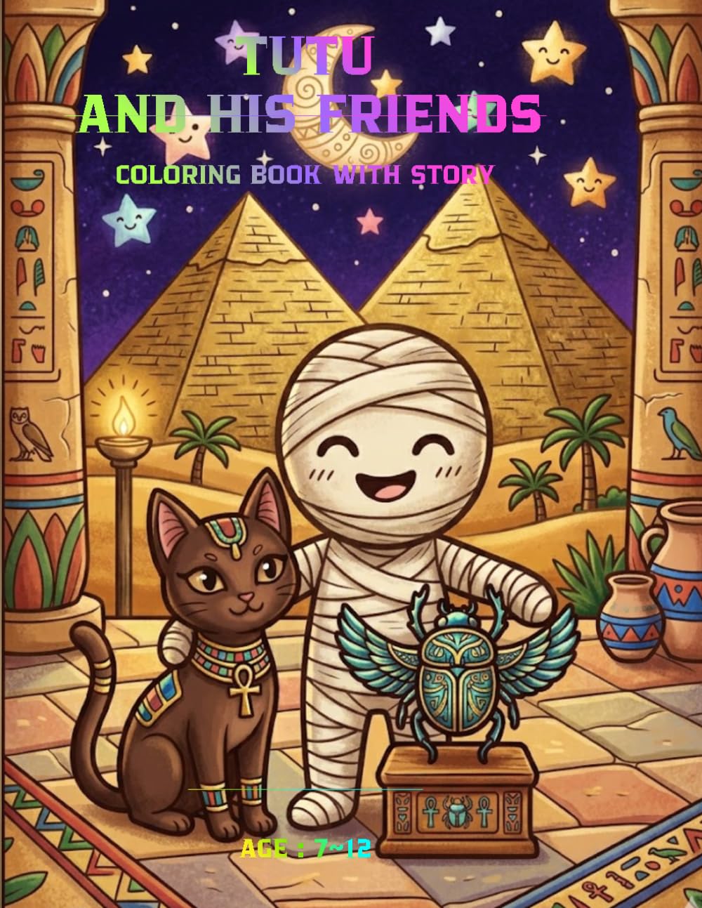 Tutu and his friends: Awesome coloring book with story for kids age 7-12