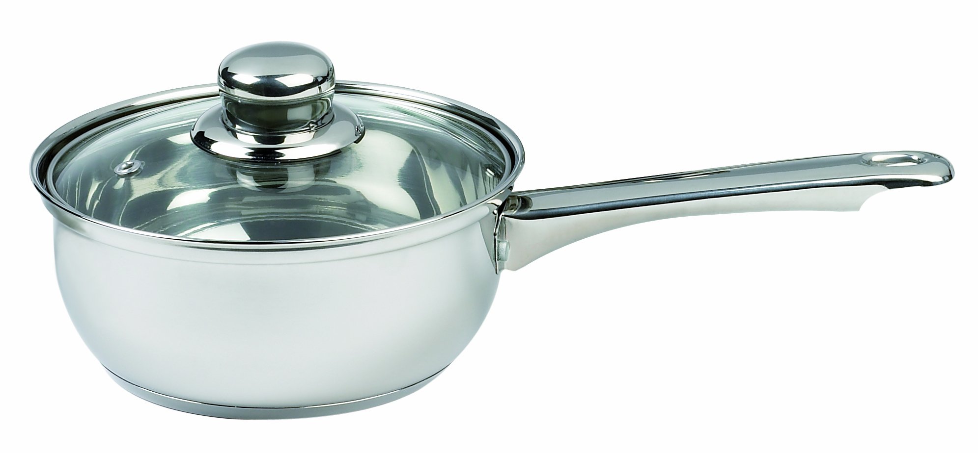Sabichi Silver Essential Saucepan With Glass Lid Pan, Stainless Steel, 18 Cm/1.5 Litre, 12-Piece
